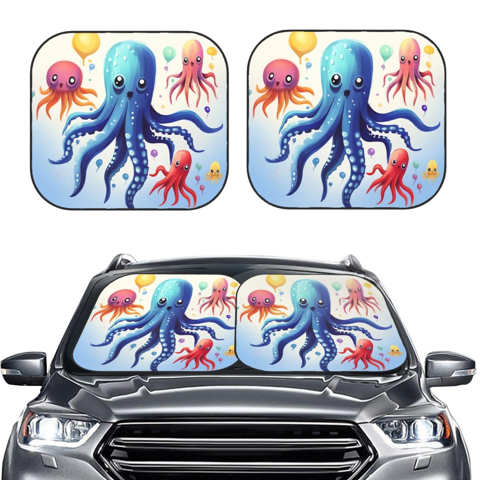 Colorful Squid Octopus Print 2 Piece Windschutzscheibe Sonnenschutz Faltbare Auto Frontscheibe Sonnenschutz UV-Schutz Tragbare Sonnenblende Schutz Windschutzscheibenabdeckungen für Auto LKW SUV Groß Colorful Squid Octopus Print 2 Piece Windschutzscheibe Sonnenschutz Faltbare Auto Frontscheibe Sonnenschutz UV-Schutz Tragbare Sonnenblende Schutz Windschutzscheibenabdeckungen für Auto LKW SUV Groß von RLDOBOFE
