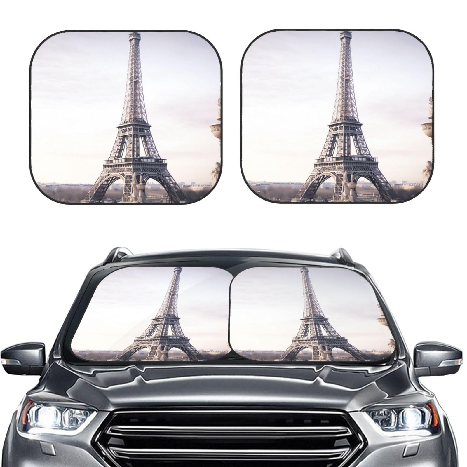 Eiffelturm Print 2 Stück Windschutzscheibe Sonnenschutz Faltbare Auto Frontscheibe Sonnenblenden UV Schutz Tragbare Sonnenblende Protector Windschutzscheibenabdeckungen für Auto LKW SUV Medium Eiffelturm Print 2 Stück Windschutzscheibe Sonnenschutz Faltbare Auto Frontscheibe Sonnenblenden UV Schutz Tragbare Sonnenblende Protector Windschutzscheibenabdeckungen für Auto LKW SUV Medium von RLDOBOFE