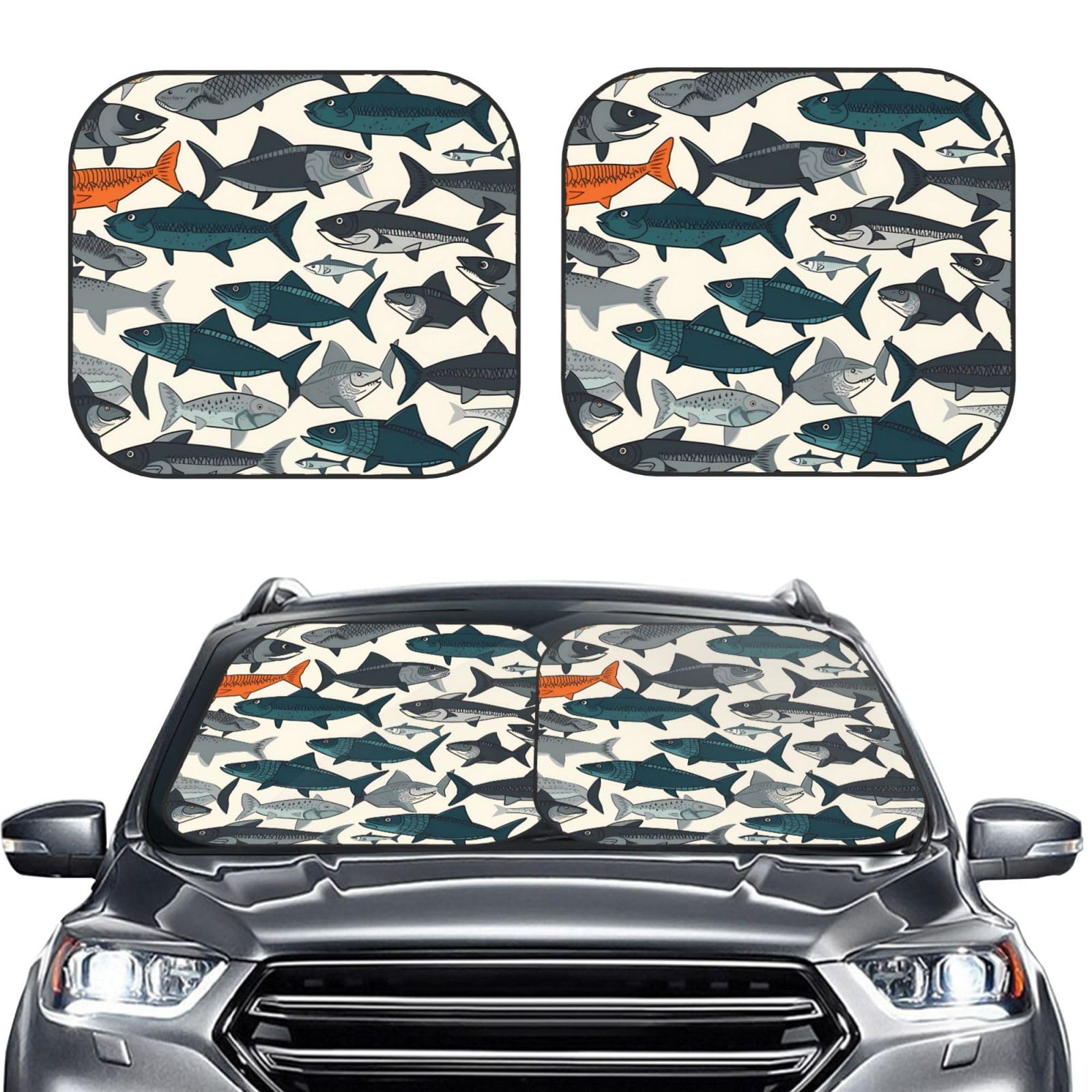 Fish Print 2 Stück Windschutzscheibe Sonnenschutz Faltbare Auto Frontscheibe Sonnenblenden UV-Schutz Tragbare Sonnenblende Schutz Windschutzscheibenabdeckungen für Auto LKW SUV Medium Fish Print 2 Stück Windschutzscheibe Sonnenschutz Faltbare Auto Frontscheibe Sonnenblenden UV-Schutz Tragbare Sonnenblende Schutz Windschutzscheibenabdeckungen für Auto LKW SUV Medium von RLDOBOFE