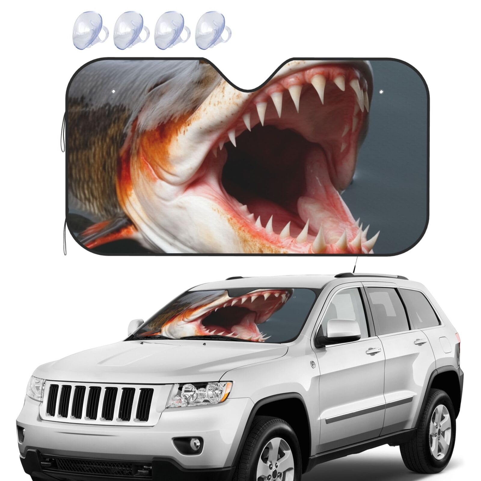 Fish with Open Mouth Windshield Sun Shade Foldable Car Front Window Sunshades UV Protection Portable Sun Visor Protector Windscreen Covers for Car Trucks SUV Small Fish with Open Mouth Windshield Sun Shade Foldable Car Front Window Sunshades UV Protection Portable Sun Visor Protector Windscreen Covers for Car Trucks SUV Small von RLDOBOFE