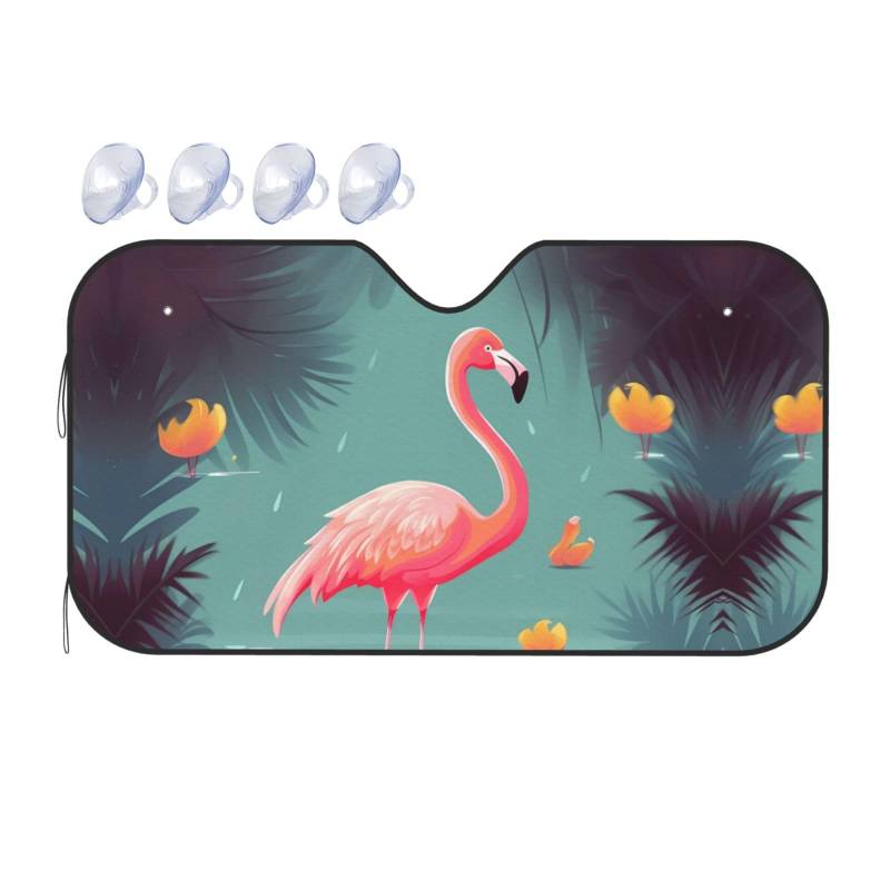 Flamingo-Druck Auto Windschutzscheibe Sonnenschutz UV-Schutz Faltbare Sonnenblende Schutz Windschutzscheibenabdeckungen für Auto LKW SUV Medium von RLDOBOFE
