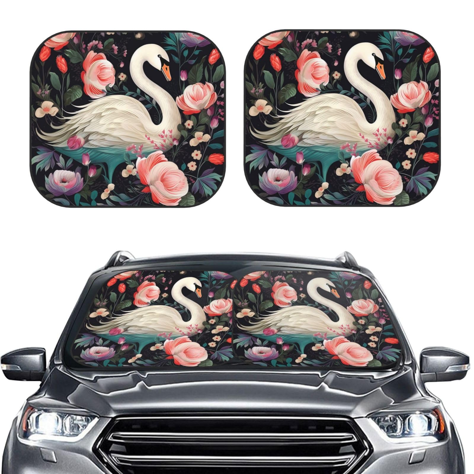 Floral Swan Print 2 Stück Windschutzscheibe Sonnenschutz Faltbare Auto Frontscheibe Sonnenblenden UV-Schutz Tragbare Sonnenblende Schutz Windschutzscheibenabdeckungen für Auto LKW SUV Medium Floral Swan Print 2 Stück Windschutzscheibe Sonnenschutz Faltbare Auto Frontscheibe Sonnenblenden UV-Schutz Tragbare Sonnenblende Schutz Windschutzscheibenabdeckungen für Auto LKW SUV Medium von RLDOBOFE