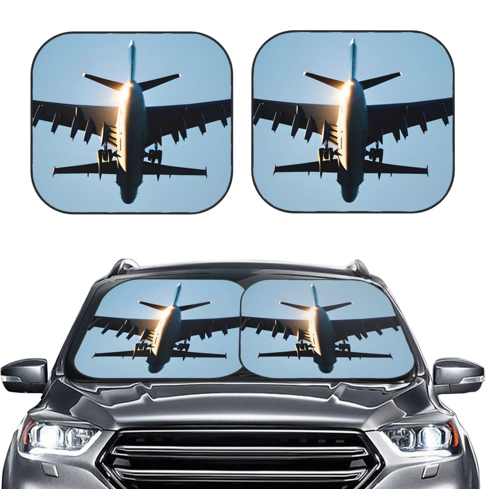 Flugzeugdruck 2 Stück Windschutzscheibe Sonnenschutz Faltbare Auto Frontscheibe Sonnenblenden UV-Schutz Tragbare Sonnenblende Schutz Windschutzscheibenabdeckungen für Auto LKW SUV Groß Flugzeugdruck 2 Stück Windschutzscheibe Sonnenschutz Faltbare Auto Frontscheibe Sonnenblenden UV-Schutz Tragbare Sonnenblende Schutz Windschutzscheibenabdeckungen für Auto LKW SUV Groß von RLDOBOFE