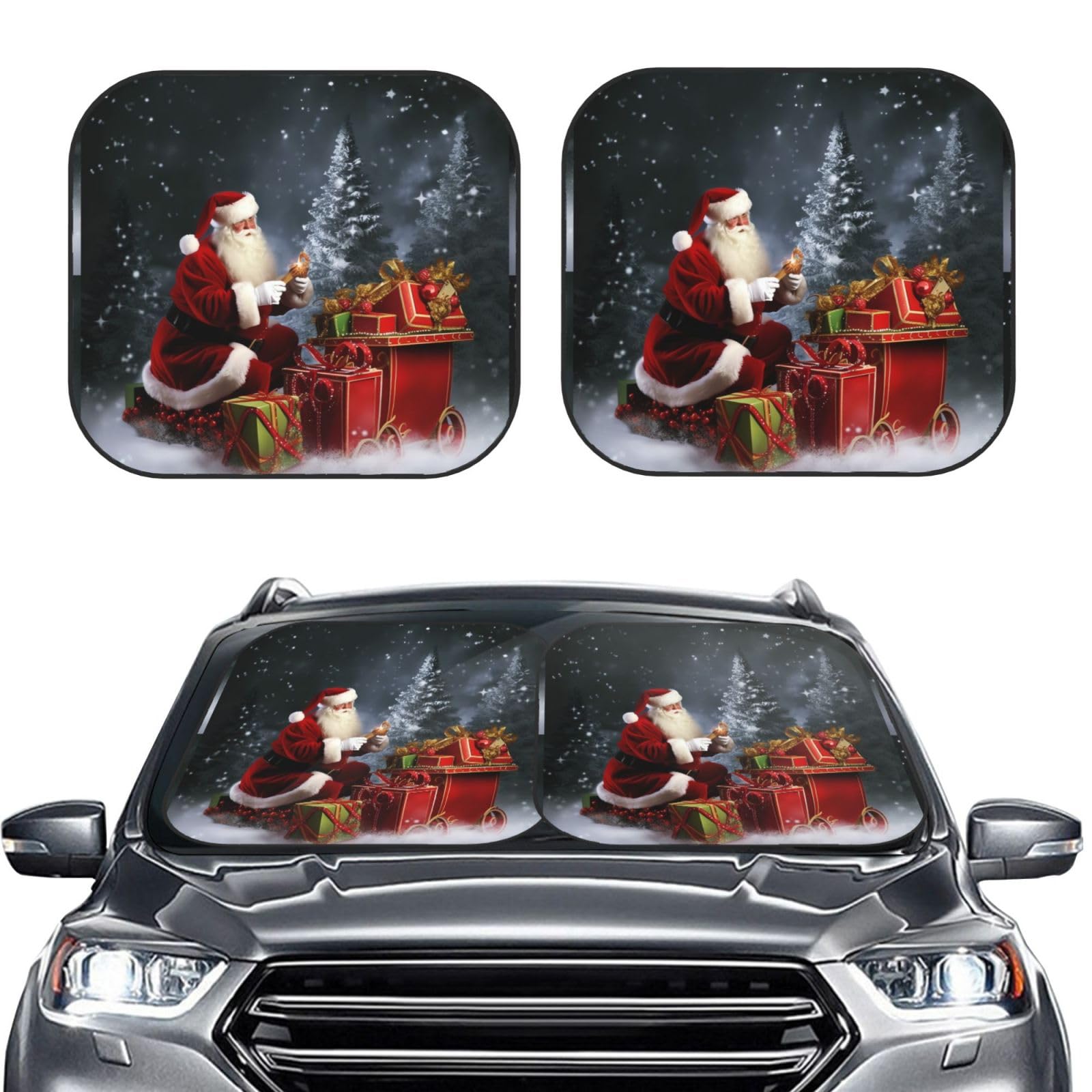 Frohe Weihnachten Weihnachtsmann Geschenk Druck 2 Stück Windschutzscheibe Sonnenschutz Faltbare Auto Frontscheibe Sonnenblenden UV-Schutz Tragbare Sonnenblende Schutz Windschutzscheibenabdeckungen für Frohe Weihnachten Weihnachtsmann Geschenk Druck 2 Stück Windschutzscheibe Sonnenschutz Faltbare Auto Frontscheibe Sonnenblenden UV-Schutz Tragbare Sonnenblende Schutz Windschutzscheibenabdeckungen für von RLDOBOFE