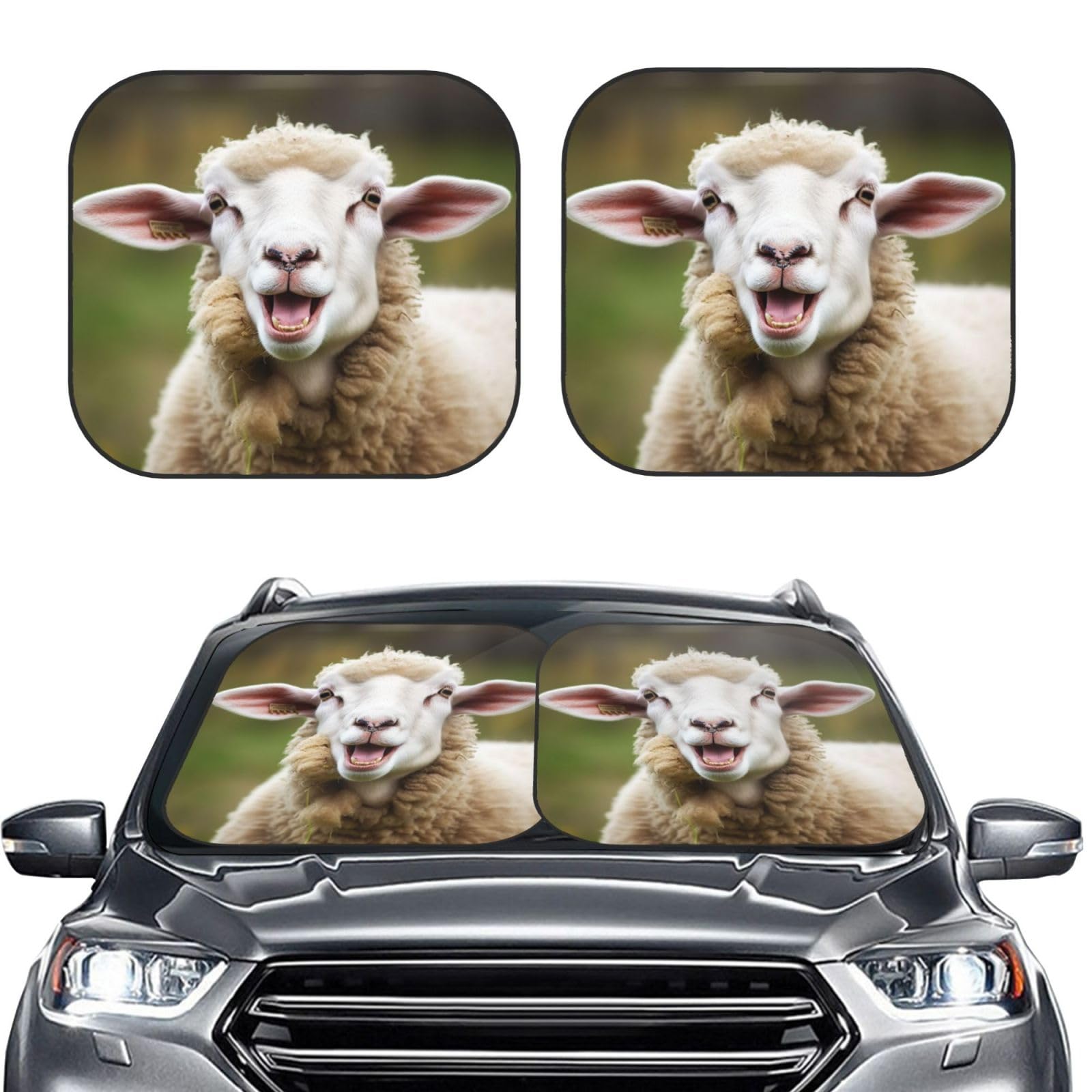 Funny Naughty Sheep Tongue Cute Animal Print 2-Piece Windschutzscheibe Sonnenschutz Faltbare Auto Frontscheibe Sonnenblenden UV-Schutz Tragbare Sonnenblende Schutz Windschutzscheibenabdeckungen für Funny Naughty Sheep Tongue Cute Animal Print 2-Piece Windschutzscheibe Sonnenschutz Faltbare Auto Frontscheibe Sonnenblenden UV-Schutz Tragbare Sonnenblende Schutz Windschutzscheibenabdeckungen für von RLDOBOFE