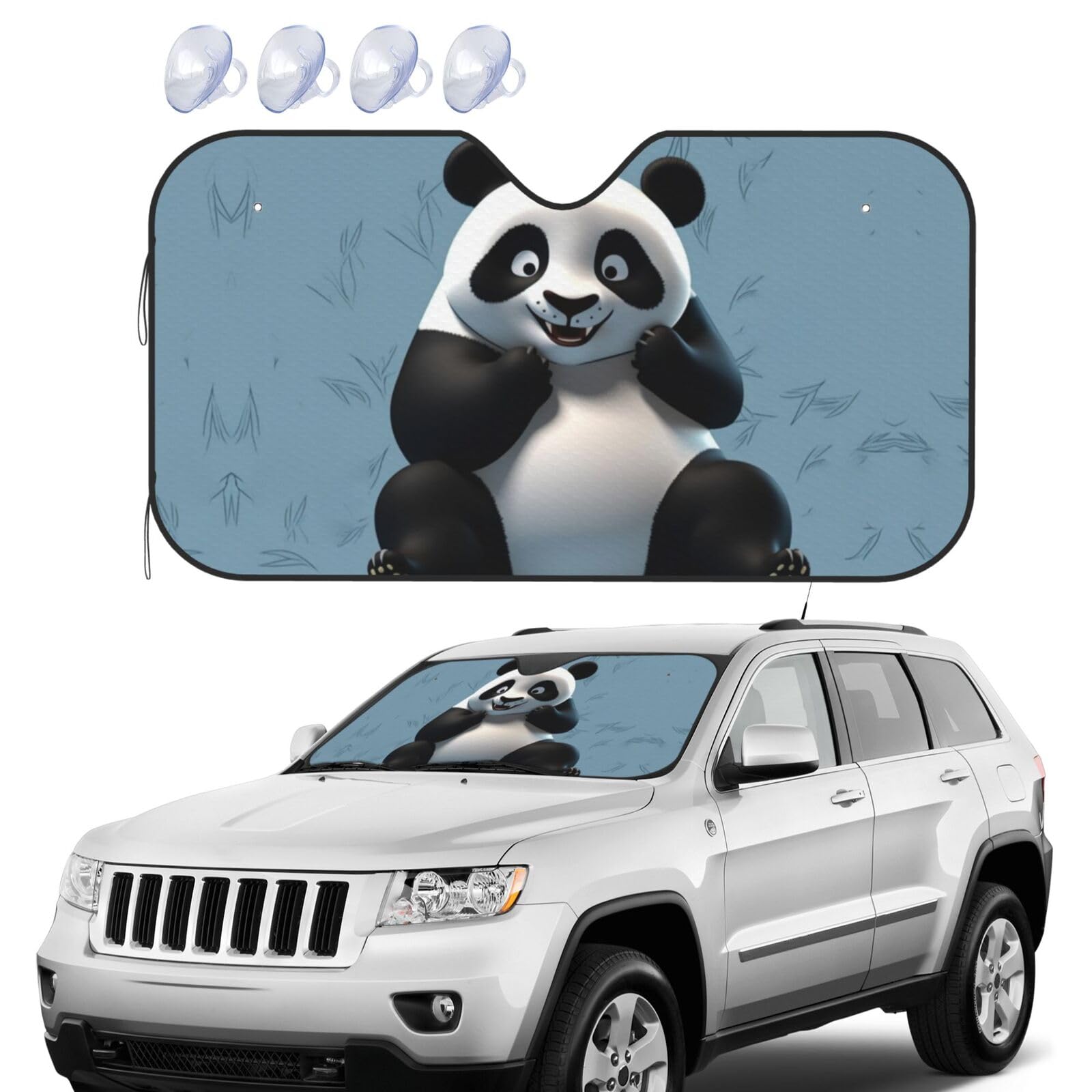Funny Panda Windschutzscheiben-Sonnenschutz, faltbar, für Auto, Frontscheibe, UV-Schutz, tragbare Sonnenblende, Schutz, Windschutzscheibenabdeckungen für Auto, LKW, SUV, klein Funny Panda Windschutzscheiben-Sonnenschutz, faltbar, für Auto, Frontscheibe, UV-Schutz, tragbare Sonnenblende, Schutz, Windschutzscheibenabdeckungen für Auto, LKW, SUV, klein von RLDOBOFE