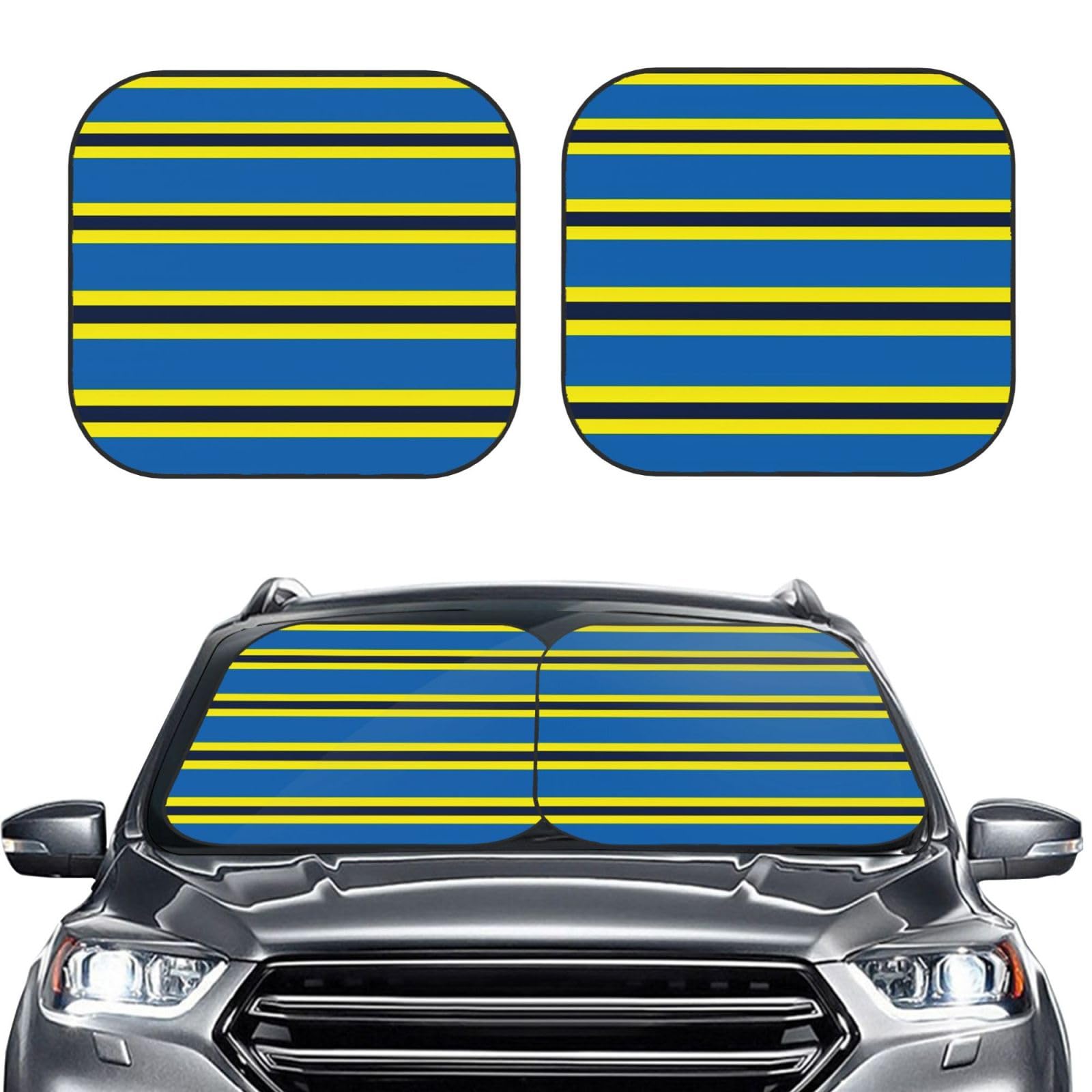 Gelbe und blaue Streifen Druck 2 Stück Windschutzscheibe Sonnenschutz Faltbare Auto Frontscheibe Sonnenblenden UV-Schutz Tragbare Sonnenblende Schutz Windschutzscheibenabdeckungen für Auto LKW SUV Gelbe und blaue Streifen Druck 2 Stück Windschutzscheibe Sonnenschutz Faltbare Auto Frontscheibe Sonnenblenden UV-Schutz Tragbare Sonnenblende Schutz Windschutzscheibenabdeckungen für Auto LKW SUV von RLDOBOFE