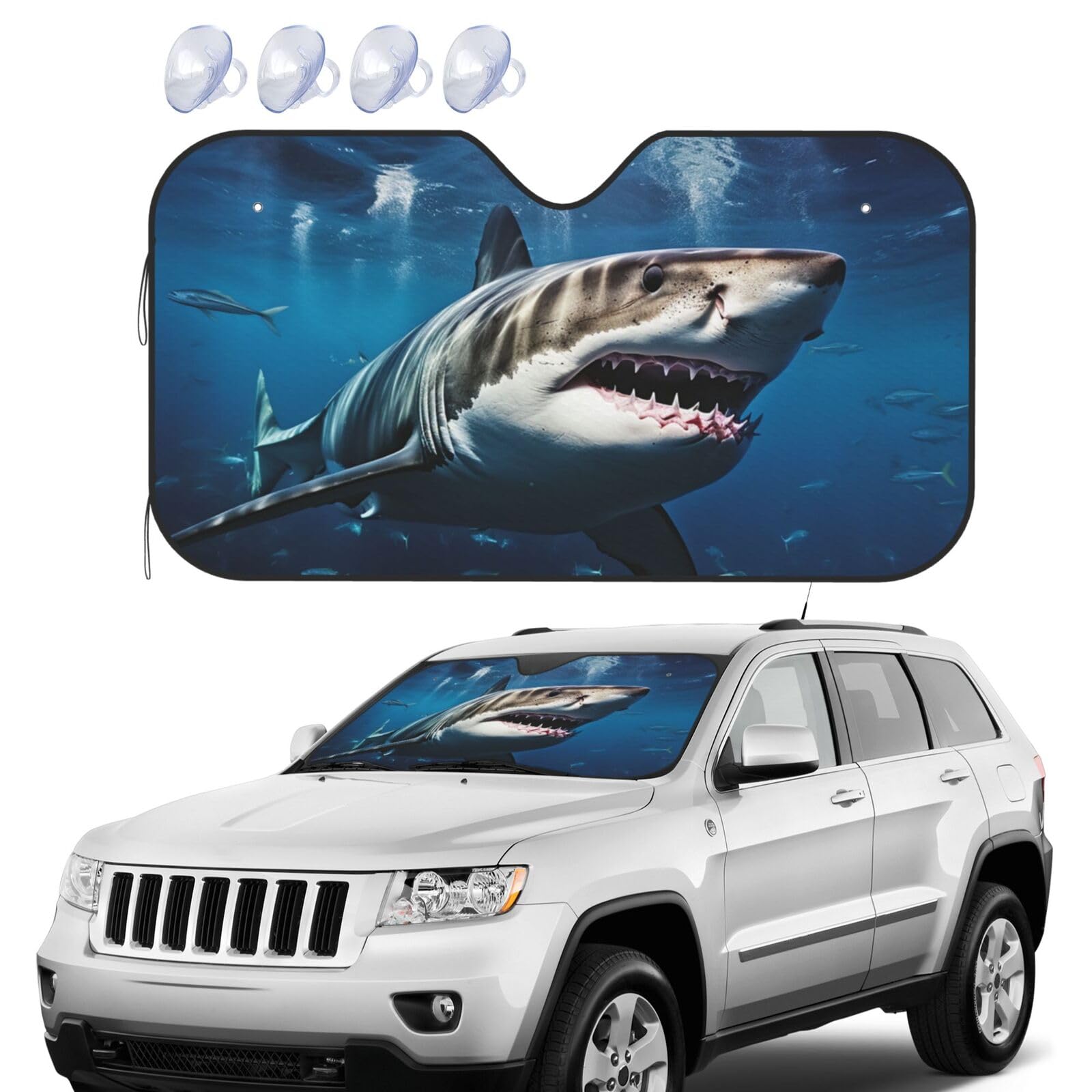 Great White Shark Windshield Sun Shade Foldable Car Front Window Sunshades UV Protection Portable Sun Visor Protector Windscreen Covers for Car Trucks SUV Small Great White Shark Windshield Sun Shade Foldable Car Front Window Sunshades UV Protection Portable Sun Visor Protector Windscreen Covers for Car Trucks SUV Small von RLDOBOFE