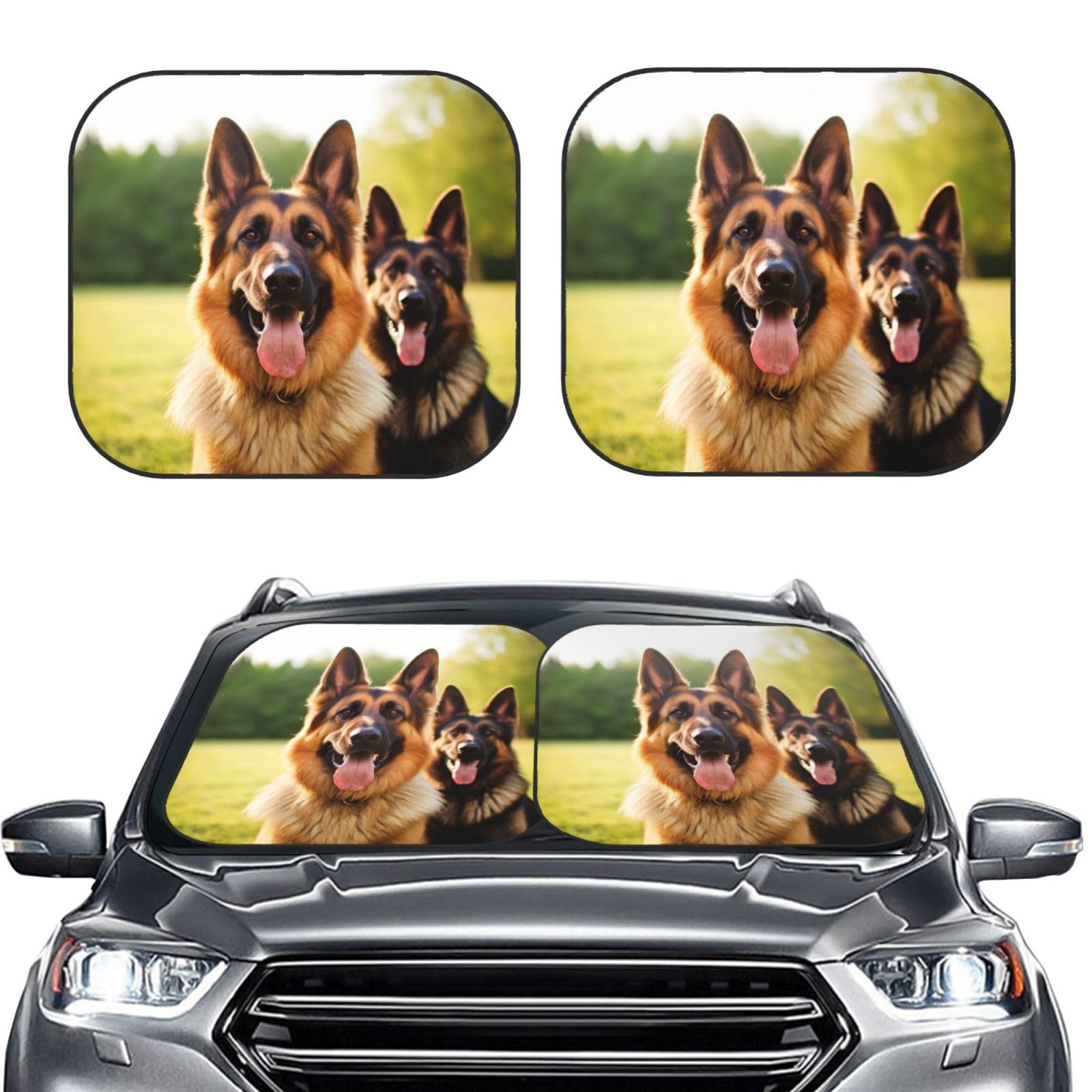 Happy German Shepherd Print 2 Stück Windschutzscheibe Sonnenschutz Faltbare Auto Frontscheibe Sonnenblenden UV Schutz Tragbare Sonnenblende Protector Windschutzscheibenabdeckungen für Auto LKW SUV Happy German Shepherd Print 2 Stück Windschutzscheibe Sonnenschutz Faltbare Auto Frontscheibe Sonnenblenden UV Schutz Tragbare Sonnenblende Protector Windschutzscheibenabdeckungen für Auto LKW SUV von RLDOBOFE