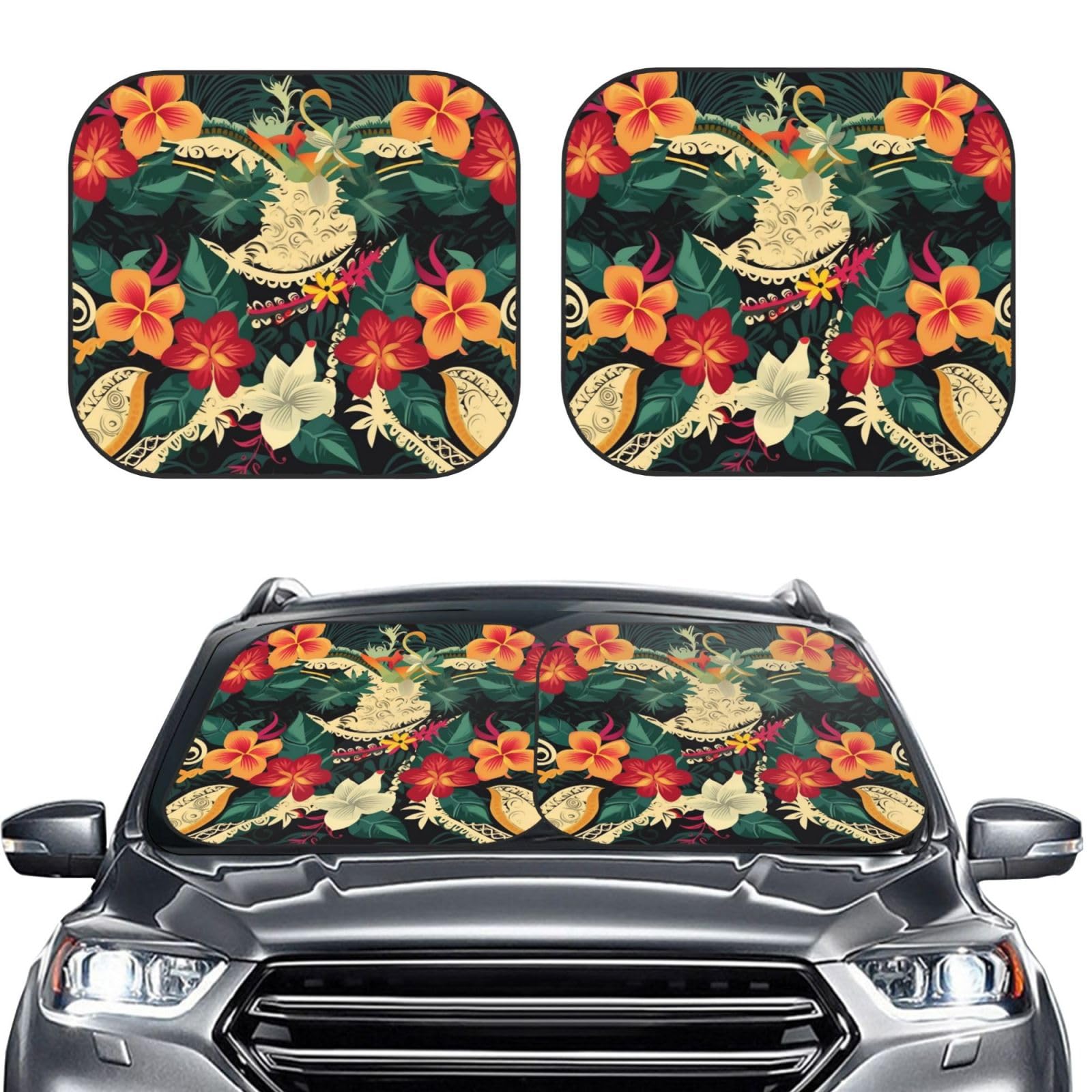 Hawaiianische Folklore-Themen-Druck, 2-teilig, Windschutzscheiben-Sonnenschutz, faltbar, Auto, Frontscheibe, UV-Schutz, tragbare Sonnenblende, Schutz, Windschutzscheibenabdeckungen für Auto, LKW, SUV Hawaiianische Folklore-Themen-Druck, 2-teilig, Windschutzscheiben-Sonnenschutz, faltbar, Auto, Frontscheibe, UV-Schutz, tragbare Sonnenblende, Schutz, Windschutzscheibenabdeckungen für Auto, LKW, SUV von RLDOBOFE