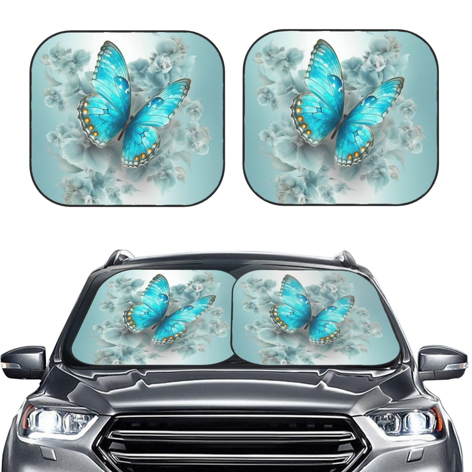 Hellblau Schmetterling Druck 2 Stück Windschutzscheibe Sonnenschutz Faltbare Auto Frontscheibe Sonnenblenden UV-Schutz Tragbare Sonnenblende Schutz Windschutzscheibenabdeckungen für Auto LKW SUV Groß Hellblau Schmetterling Druck 2 Stück Windschutzscheibe Sonnenschutz Faltbare Auto Frontscheibe Sonnenblenden UV-Schutz Tragbare Sonnenblende Schutz Windschutzscheibenabdeckungen für Auto LKW SUV Groß von RLDOBOFE
