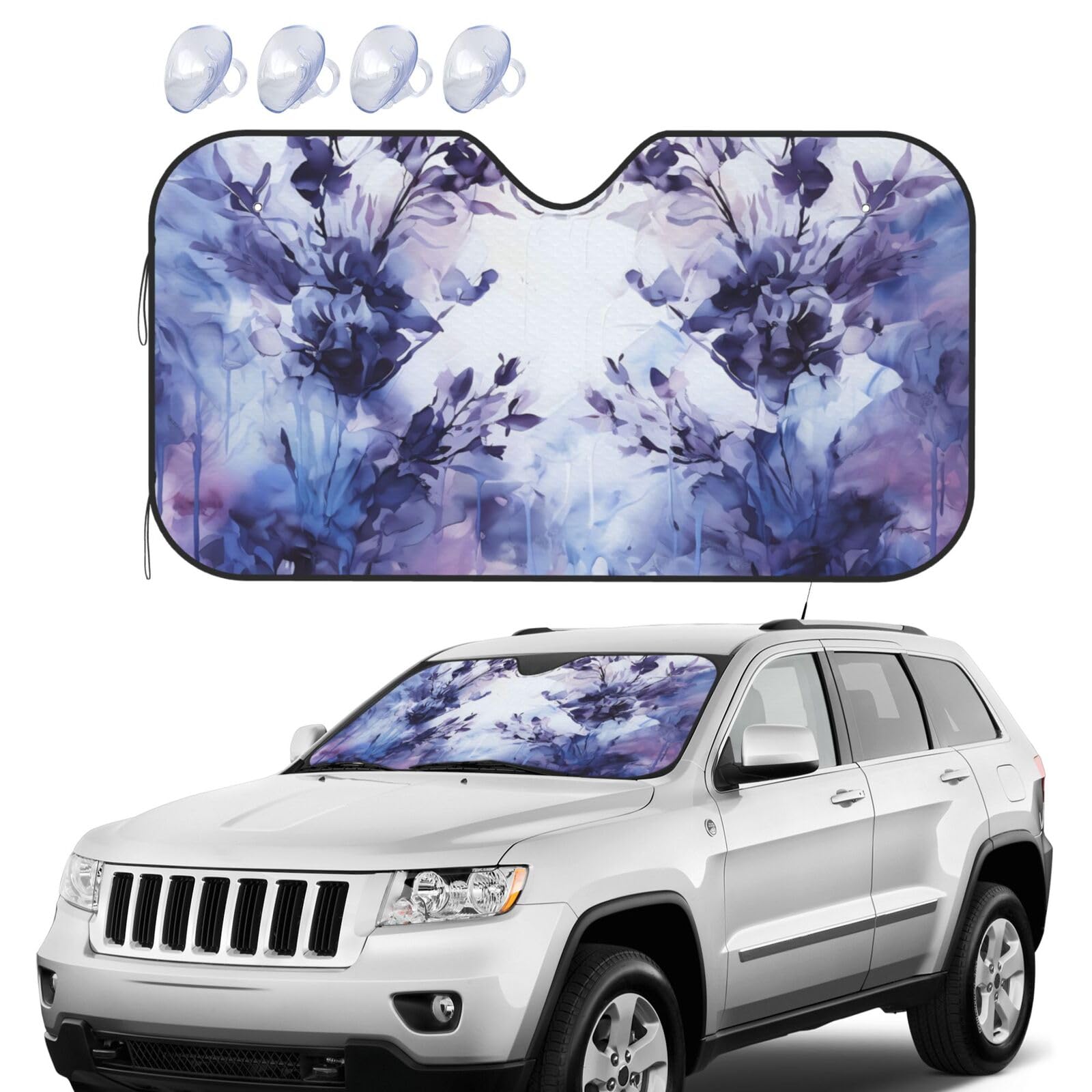 Lavendel Abstrakte Malerei Windschutzscheibe Sonnenschutz Faltbare Auto Frontscheibe Sonnenschutz UV-Schutz Tragbare Sonnenblende Schutz Windschutzscheibenabdeckungen für Auto LKW SUV Klein Lavendel Abstrakte Malerei Windschutzscheibe Sonnenschutz Faltbare Auto Frontscheibe Sonnenschutz UV-Schutz Tragbare Sonnenblende Schutz Windschutzscheibenabdeckungen für Auto LKW SUV Klein von RLDOBOFE