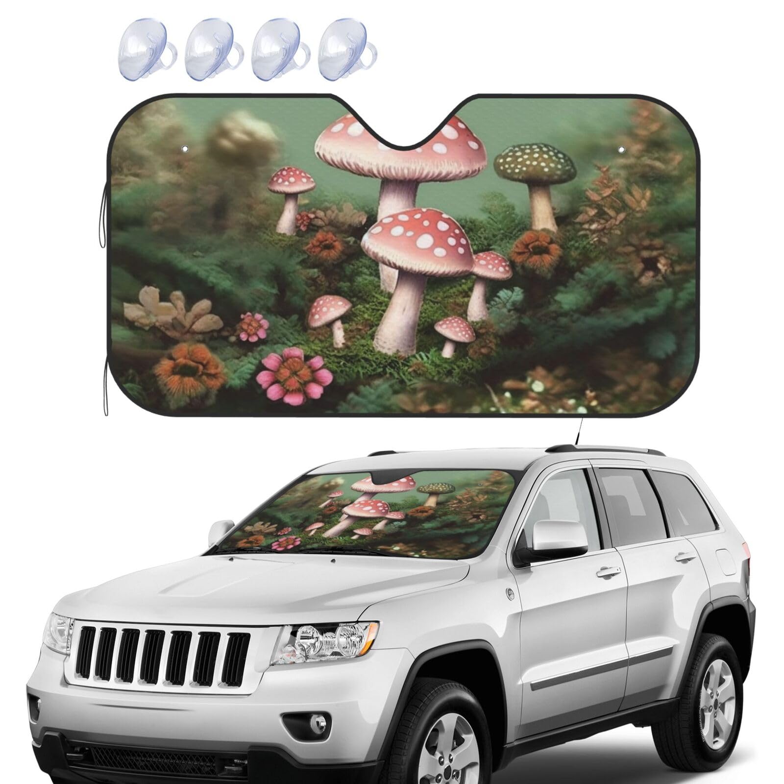 Lovely Mushroom Garden Windshield Sun Shade Foldable Car Front Window Sunshades UV Protection Portable Sun Visor Protector Windscreen Covers for Car Trucks SUV Medium Lovely Mushroom Garden Windshield Sun Shade Foldable Car Front Window Sunshades UV Protection Portable Sun Visor Protector Windscreen Covers for Car Trucks SUV Medium von RLDOBOFE