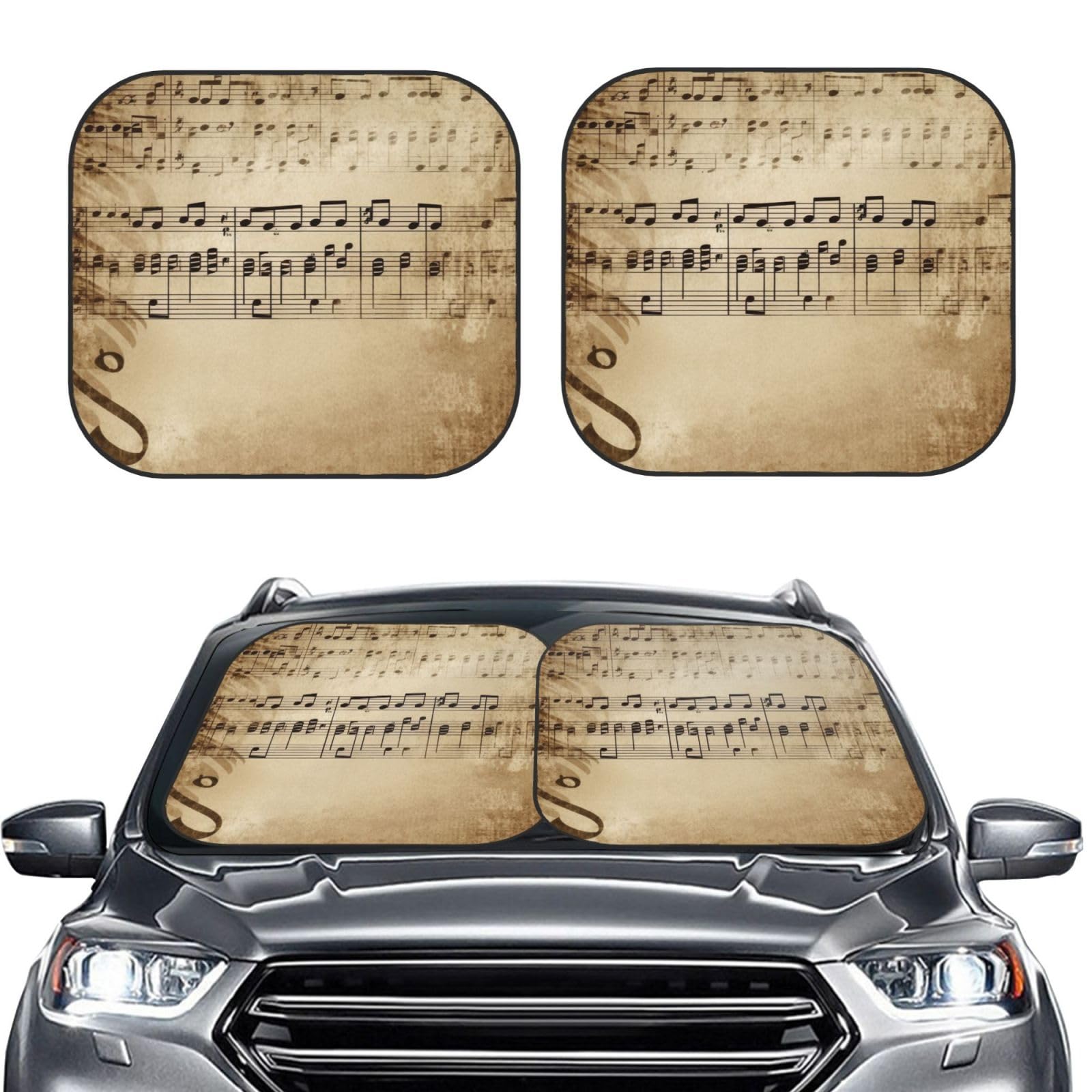 Musiknoten auf altem Papierdruck 2 Stück Windschutzscheibe Sonnenschutz Faltbare Auto Frontscheibe Sonnenblenden UV-Schutz Tragbare Sonnenblende Schutz Windschutzscheibenabdeckungen für Auto LKW SUV Musiknoten auf altem Papierdruck 2 Stück Windschutzscheibe Sonnenschutz Faltbare Auto Frontscheibe Sonnenblenden UV-Schutz Tragbare Sonnenblende Schutz Windschutzscheibenabdeckungen für Auto LKW SUV von RLDOBOFE