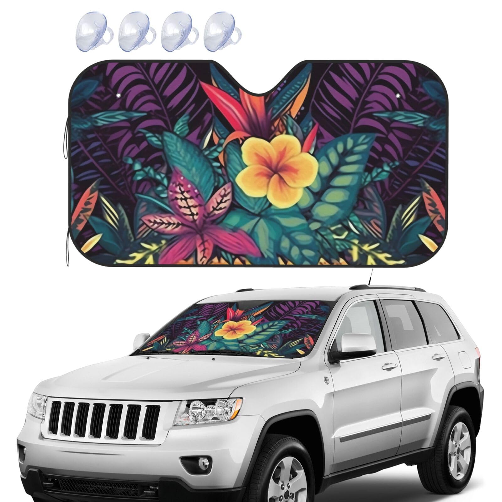 Mysterious Tropical Pattern Windshield Sun Shade Foldable Car Front Window Sunshades UV Protection Portable Sun Visor Protector Windscreen Covers for Car Trucks SUV Small Mysterious Tropical Pattern Windshield Sun Shade Foldable Car Front Window Sunshades UV Protection Portable Sun Visor Protector Windscreen Covers for Car Trucks SUV Small von RLDOBOFE