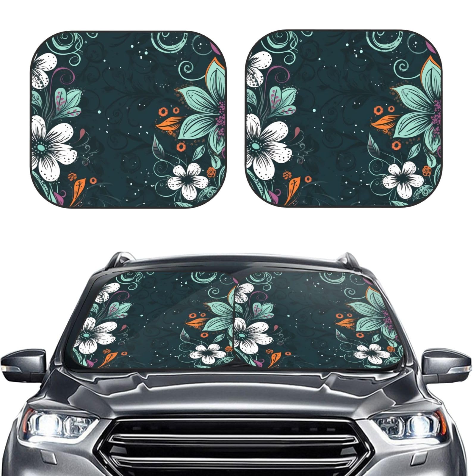 Neuheit Boho Abstrakte Blumen Druck 2 Stück Windschutzscheibe Sonnenschutz Faltbare Auto Frontscheibe Sonnenblenden UV-Schutz Tragbare Sonnenblende Schutz Windschutzscheibenabdeckungen für Auto LKW Neuheit Boho Abstrakte Blumen Druck 2 Stück Windschutzscheibe Sonnenschutz Faltbare Auto Frontscheibe Sonnenblenden UV-Schutz Tragbare Sonnenblende Schutz Windschutzscheibenabdeckungen für Auto LKW von RLDOBOFE