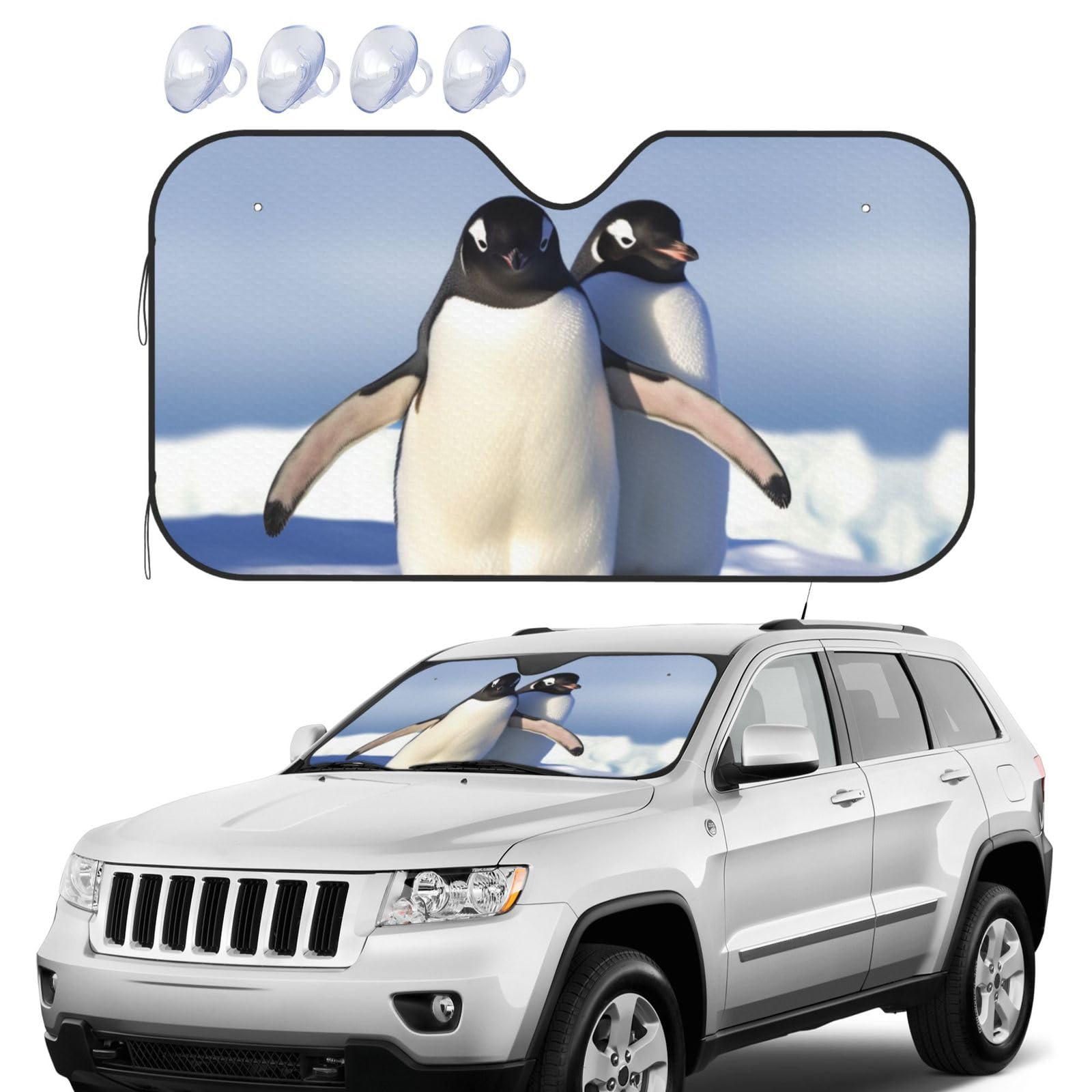 Niedlicher Pinguin-Windschutzscheiben-Sonnenschutz, faltbar, für Auto, Frontscheibe, UV-Schutz, tragbare Sonnenblende, Windschutzscheibenabdeckungen für Auto, LKW, SUV, Größe M Niedlicher Pinguin-Windschutzscheiben-Sonnenschutz, faltbar, für Auto, Frontscheibe, UV-Schutz, tragbare Sonnenblende, Windschutzscheibenabdeckungen für Auto, LKW, SUV, Größe M von RLDOBOFE