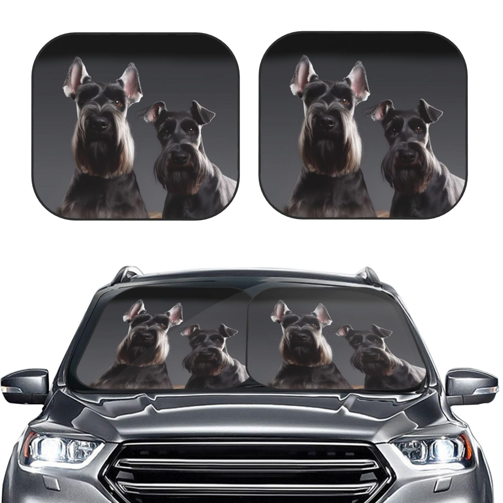 Niedlicher Schnauzer Hund Druck 2 Stück Windschutzscheibe Sonnenschutz Faltbare Auto Frontscheibe Sonnenblenden UV-Schutz Tragbare Sonnenblende Schutz Windschutzscheibenabdeckungen für Auto LKW SUV Niedlicher Schnauzer Hund Druck 2 Stück Windschutzscheibe Sonnenschutz Faltbare Auto Frontscheibe Sonnenblenden UV-Schutz Tragbare Sonnenblende Schutz Windschutzscheibenabdeckungen für Auto LKW SUV von RLDOBOFE