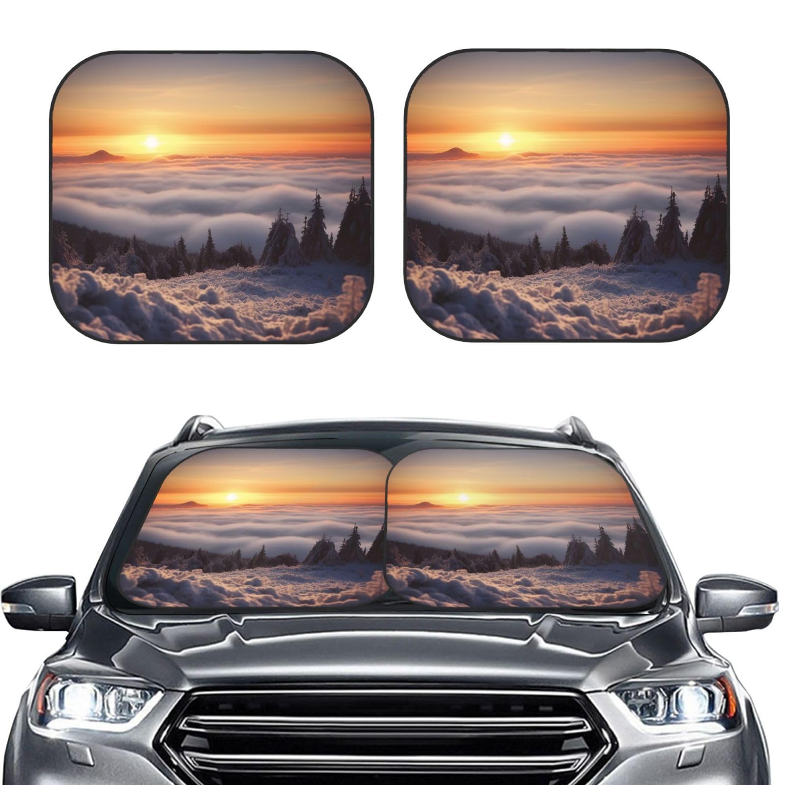 Snow Sunrise Print 2 Stück Windschutzscheibe Sonnenschutz Faltbare Auto Frontscheibe Sonnenblenden UV-Schutz Tragbare Sonnenblende Schutz Windschutzscheibenabdeckungen für Auto LKW SUV Medium Snow Sunrise Print 2 Stück Windschutzscheibe Sonnenschutz Faltbare Auto Frontscheibe Sonnenblenden UV-Schutz Tragbare Sonnenblende Schutz Windschutzscheibenabdeckungen für Auto LKW SUV Medium von RLDOBOFE