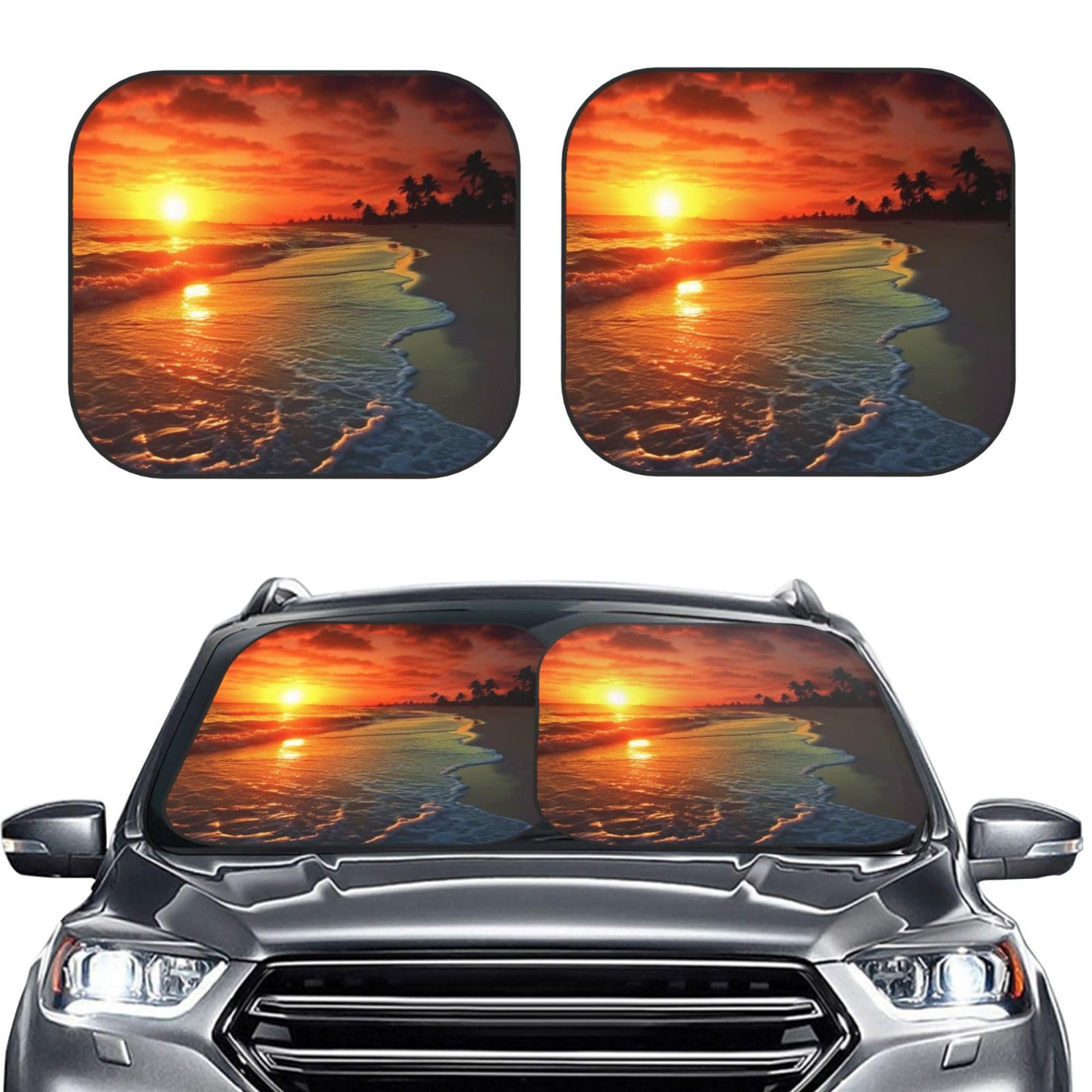 Strand mit Sonnenuntergang Druck 2 Stück Windschutzscheibe Sonnenschutz Faltbare Auto Frontscheibe Sonnenblenden UV-Schutz Tragbare Sonnenblende Protector Windschutzscheibenabdeckungen für Auto LKW Strand mit Sonnenuntergang Druck 2 Stück Windschutzscheibe Sonnenschutz Faltbare Auto Frontscheibe Sonnenblenden UV-Schutz Tragbare Sonnenblende Protector Windschutzscheibenabdeckungen für Auto LKW von RLDOBOFE