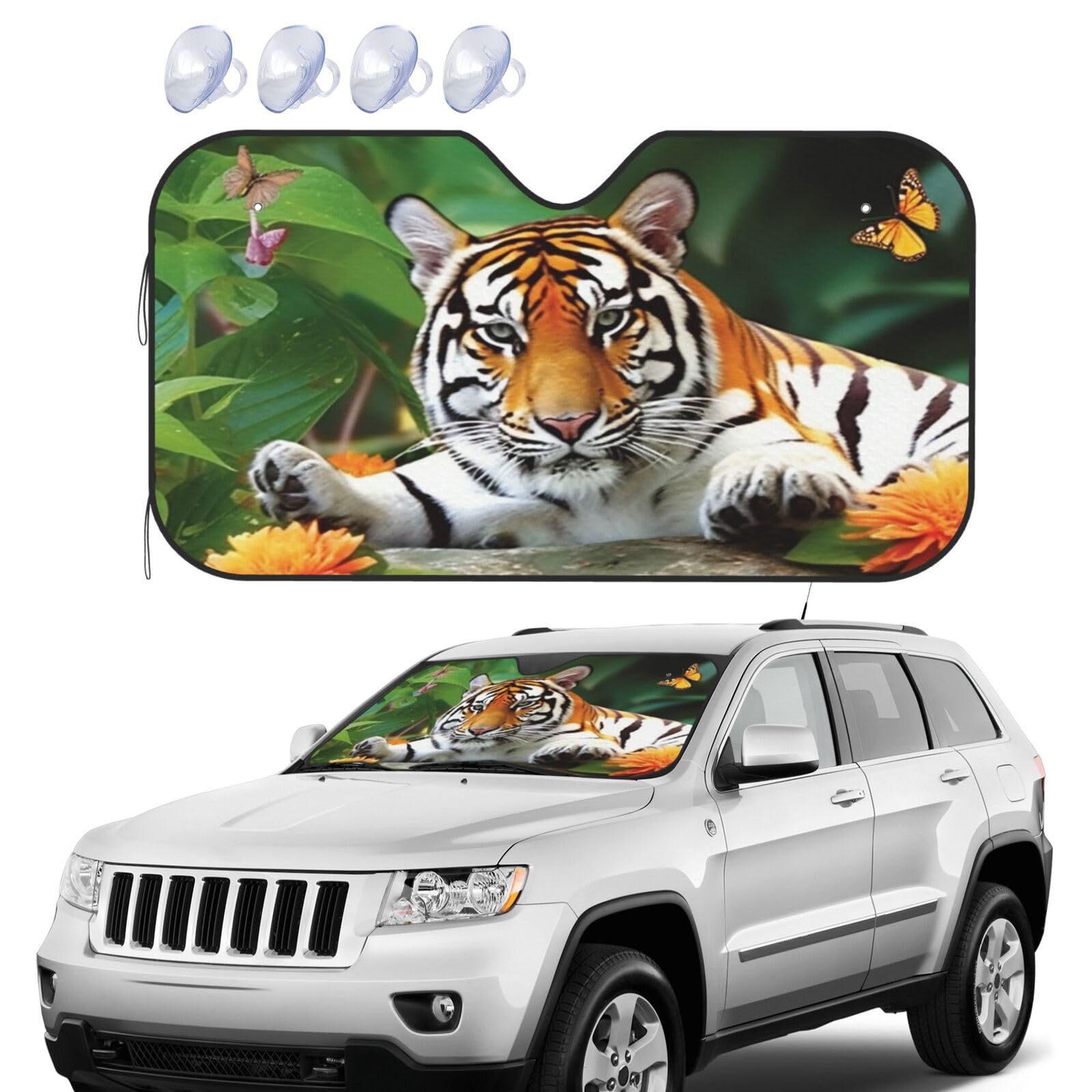 Tiger Schmetterling Vogel Windschutzscheibe Sonnenschutz Faltbare Auto Frontscheibe Sonnenschutz UV-Schutz Tragbare Sonnenblende Schutz Windschutzscheibe Abdeckungen für Auto LKW SUV Medium Tiger Schmetterling Vogel Windschutzscheibe Sonnenschutz Faltbare Auto Frontscheibe Sonnenschutz UV-Schutz Tragbare Sonnenblende Schutz Windschutzscheibe Abdeckungen für Auto LKW SUV Medium von RLDOBOFE