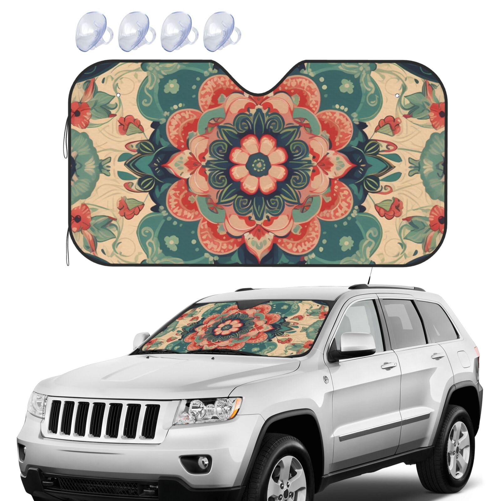 Vintage Mandala Blumen Windschutzscheibe Sonnenschutz Faltbare Auto Frontscheibe Sonnenschutz UV-Schutz Tragbare Sonnenblende Schutz Windschutzscheibe Abdeckungen für Auto LKW SUV Klein Vintage Mandala Blumen Windschutzscheibe Sonnenschutz Faltbare Auto Frontscheibe Sonnenschutz UV-Schutz Tragbare Sonnenblende Schutz Windschutzscheibe Abdeckungen für Auto LKW SUV Klein von RLDOBOFE
