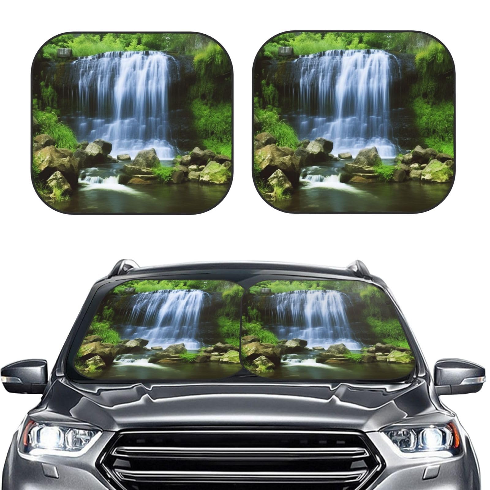 Wasserfall Fließender Druck 2 Stück Windschutzscheibe Sonnenschutz Faltbare Auto Frontscheibe Sonnenblenden UV-Schutz Tragbare Sonnenblende Schutz Windschutzscheibenabdeckungen für Auto LKW SUV Groß Wasserfall Fließender Druck 2 Stück Windschutzscheibe Sonnenschutz Faltbare Auto Frontscheibe Sonnenblenden UV-Schutz Tragbare Sonnenblende Schutz Windschutzscheibenabdeckungen für Auto LKW SUV Groß von RLDOBOFE