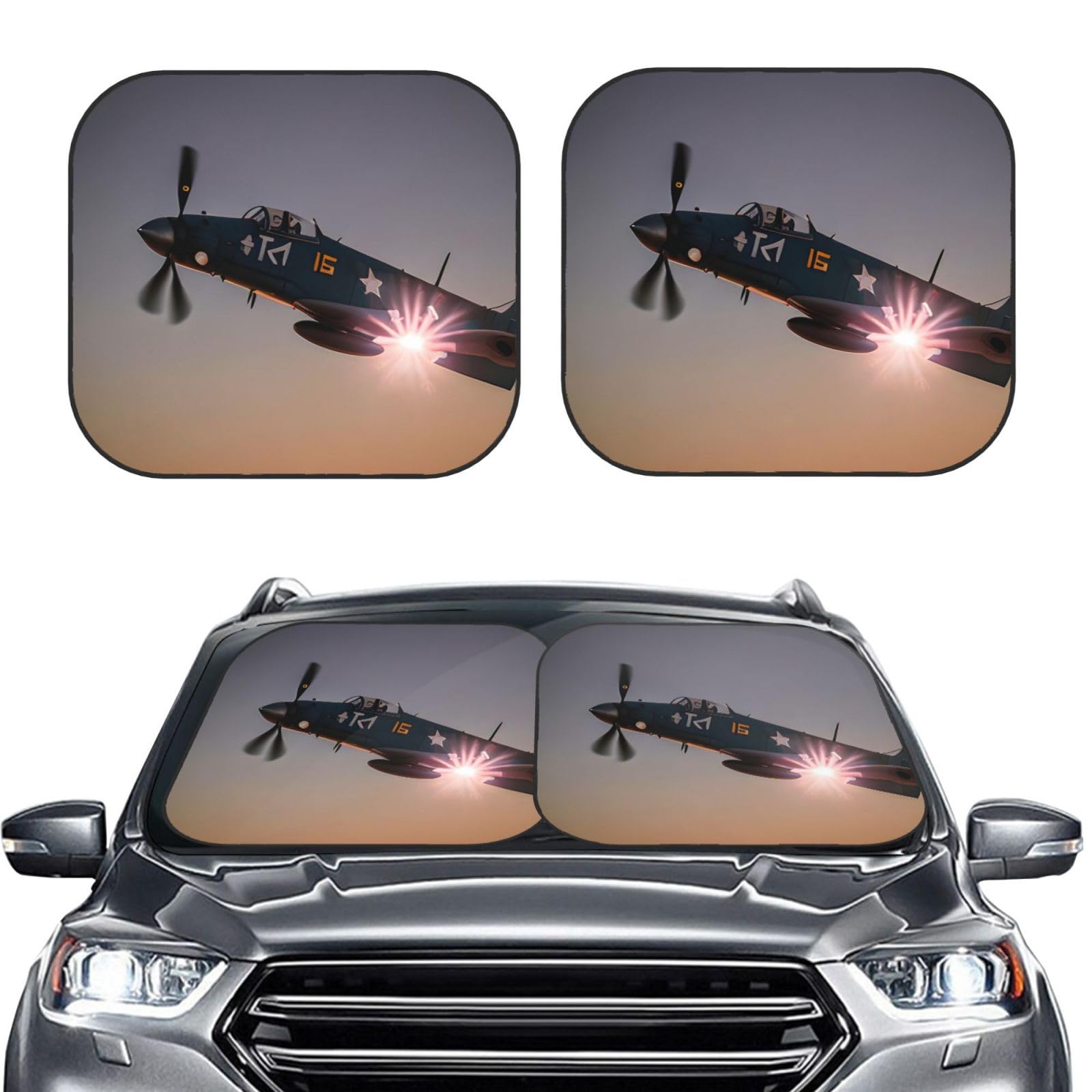 Weltkrieg 2 Flugzeug Flugzeug Druck 2 Stück Windschutzscheibe Sonnenschutz Faltbare Auto Frontscheibe Sonnenblenden UV-Schutz Tragbare Sonnenblende Schutz Windschutzscheibenabdeckungen für Auto LKW Weltkrieg 2 Flugzeug Flugzeug Druck 2 Stück Windschutzscheibe Sonnenschutz Faltbare Auto Frontscheibe Sonnenblenden UV-Schutz Tragbare Sonnenblende Schutz Windschutzscheibenabdeckungen für Auto LKW von RLDOBOFE
