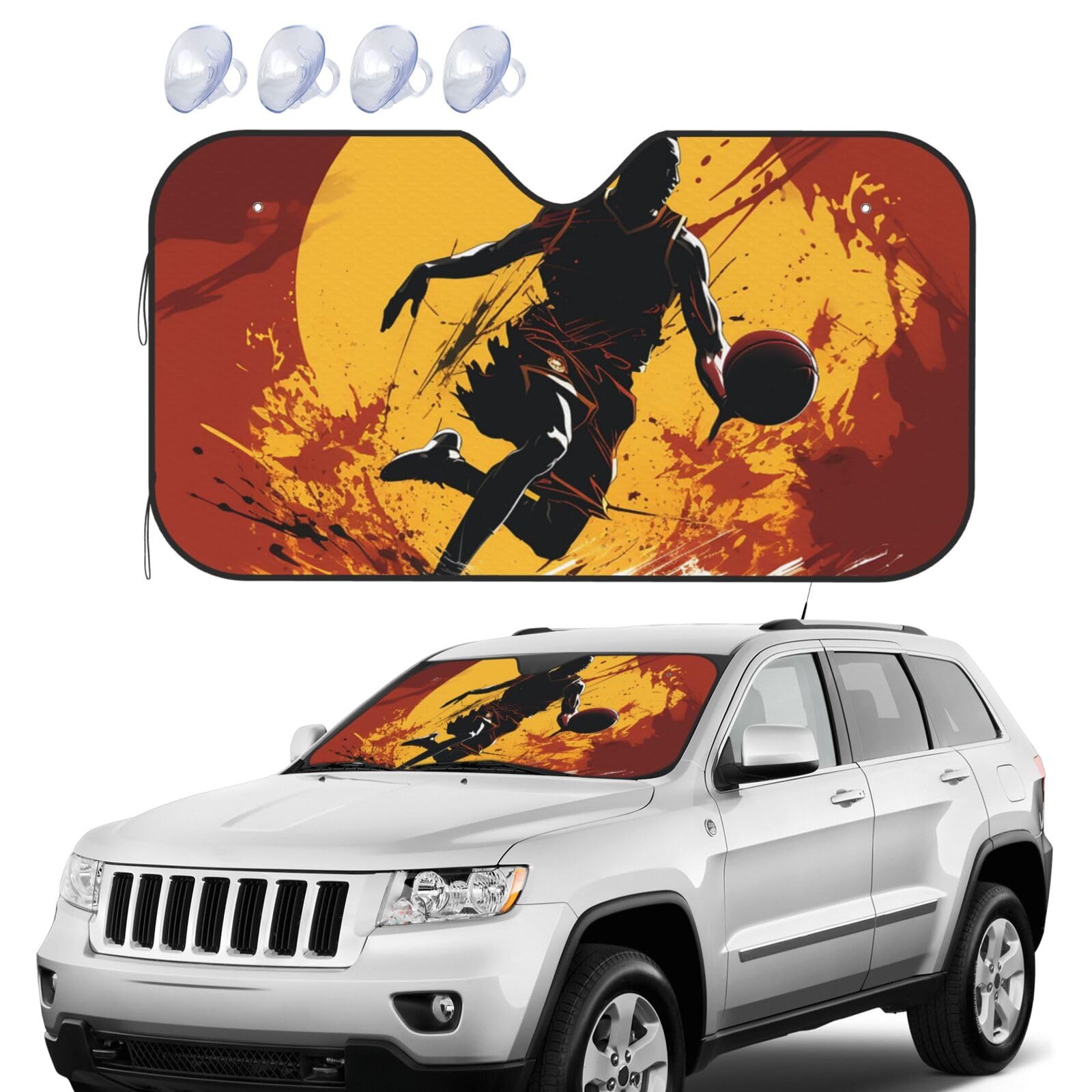Windschutz für Basketballspieler, faltbar, für Frontscheibe, UV-Schutz, tragbare Sonnenblende, Windschutzscheibenabdeckungen für Auto, LKW, SUV, klein Windschutz für Basketballspieler, faltbar, für Frontscheibe, UV-Schutz, tragbare Sonnenblende, Windschutzscheibenabdeckungen für Auto, LKW, SUV, klein von RLDOBOFE