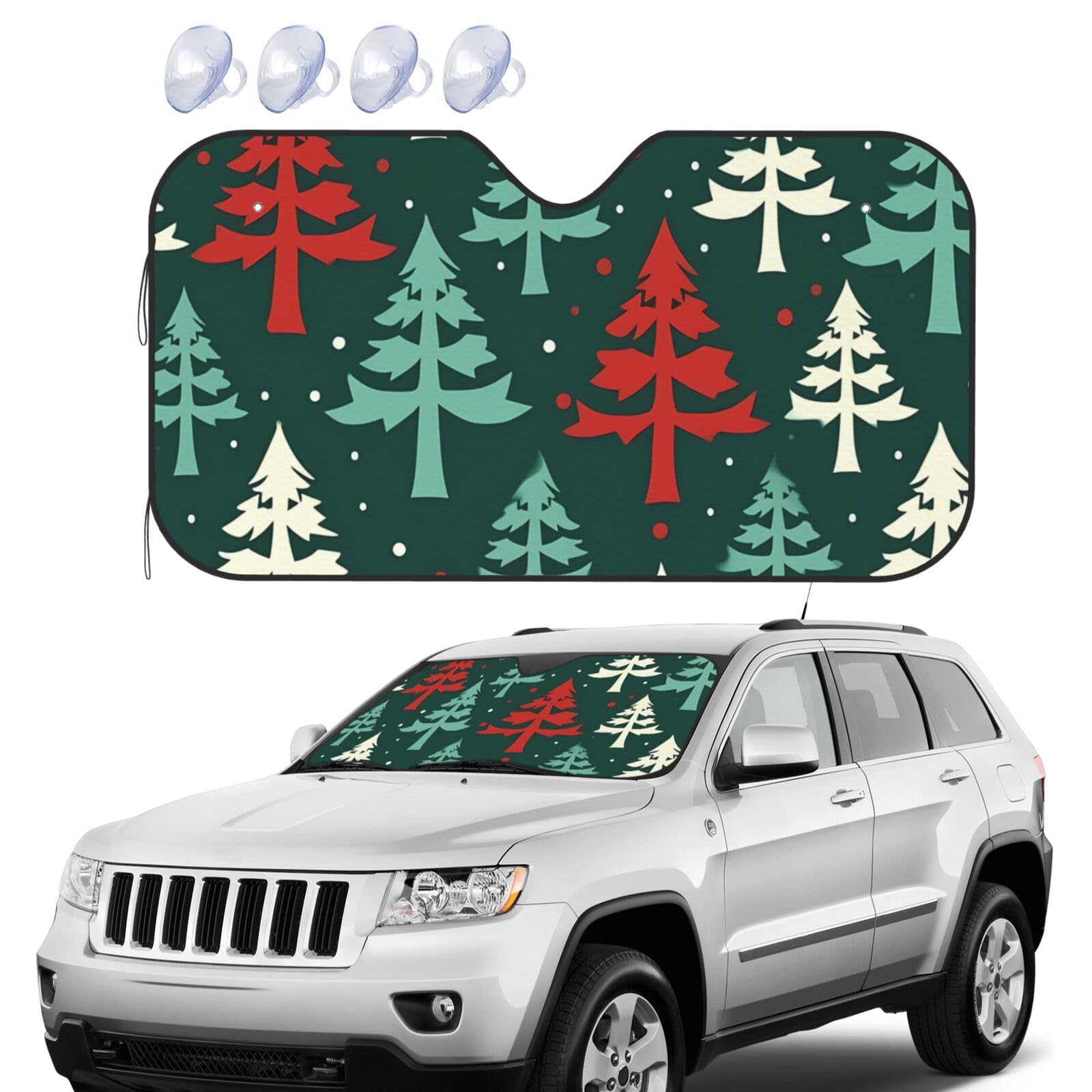 Windschutz mit Weihnachtsbaum-Muster, faltbar, für Auto, Frontscheibe, UV-Schutz, tragbare Sonnenblende, Windschutzscheibenabdeckungen für Auto, LKW, SUV, klein Windschutz mit Weihnachtsbaum-Muster, faltbar, für Auto, Frontscheibe, UV-Schutz, tragbare Sonnenblende, Windschutzscheibenabdeckungen für Auto, LKW, SUV, klein von RLDOBOFE