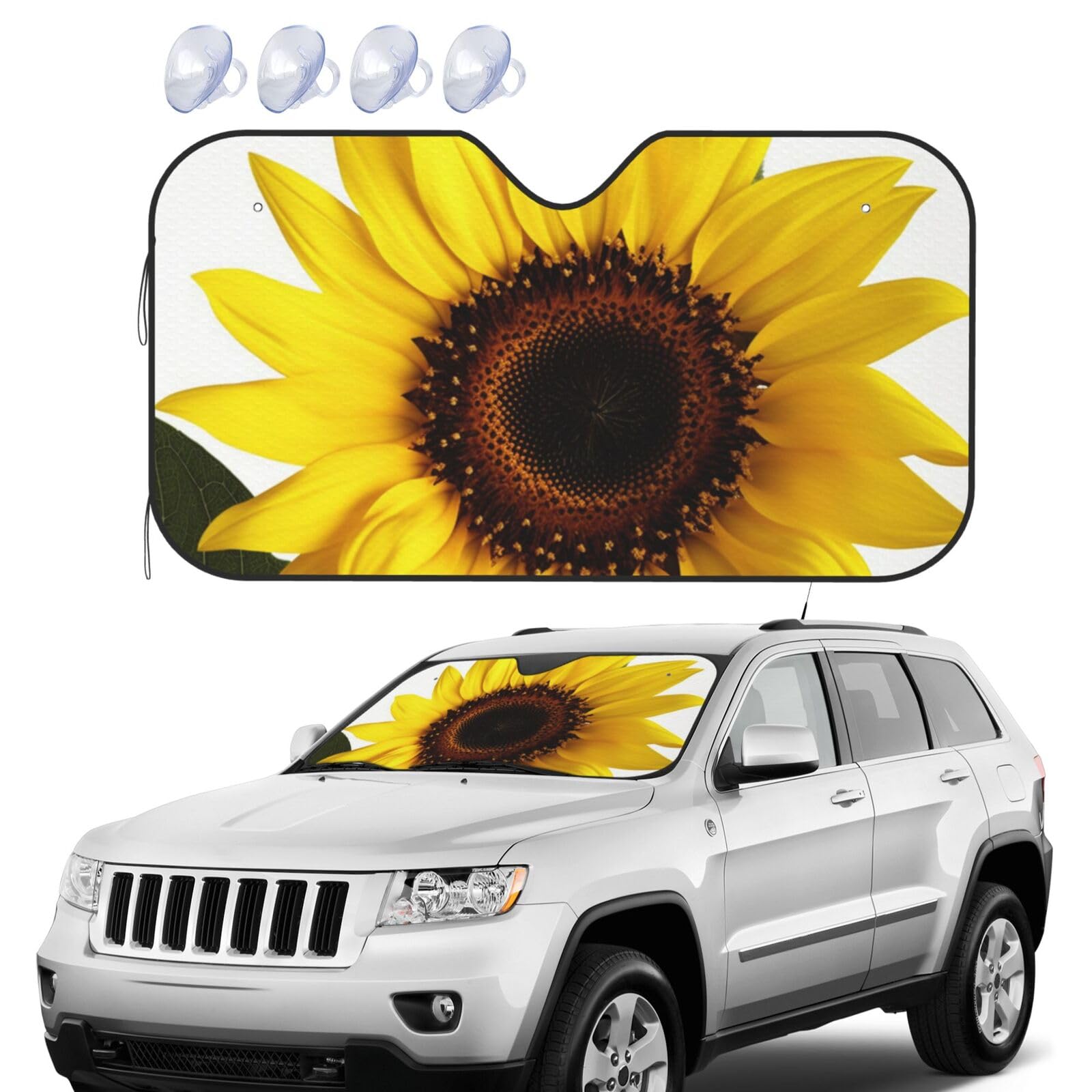 Windschutzscheiben-Sonnenschutz, faltbar, Blume, Sonnenblume, Auto, Frontscheibe, UV-Schutz, tragbare Sonnenblende, Windschutzscheibenabdeckungen für Auto, LKW, SUV, Medium Windschutzscheiben-Sonnenschutz, faltbar, Blume, Sonnenblume, Auto, Frontscheibe, UV-Schutz, tragbare Sonnenblende, Windschutzscheibenabdeckungen für Auto, LKW, SUV, Medium von RLDOBOFE