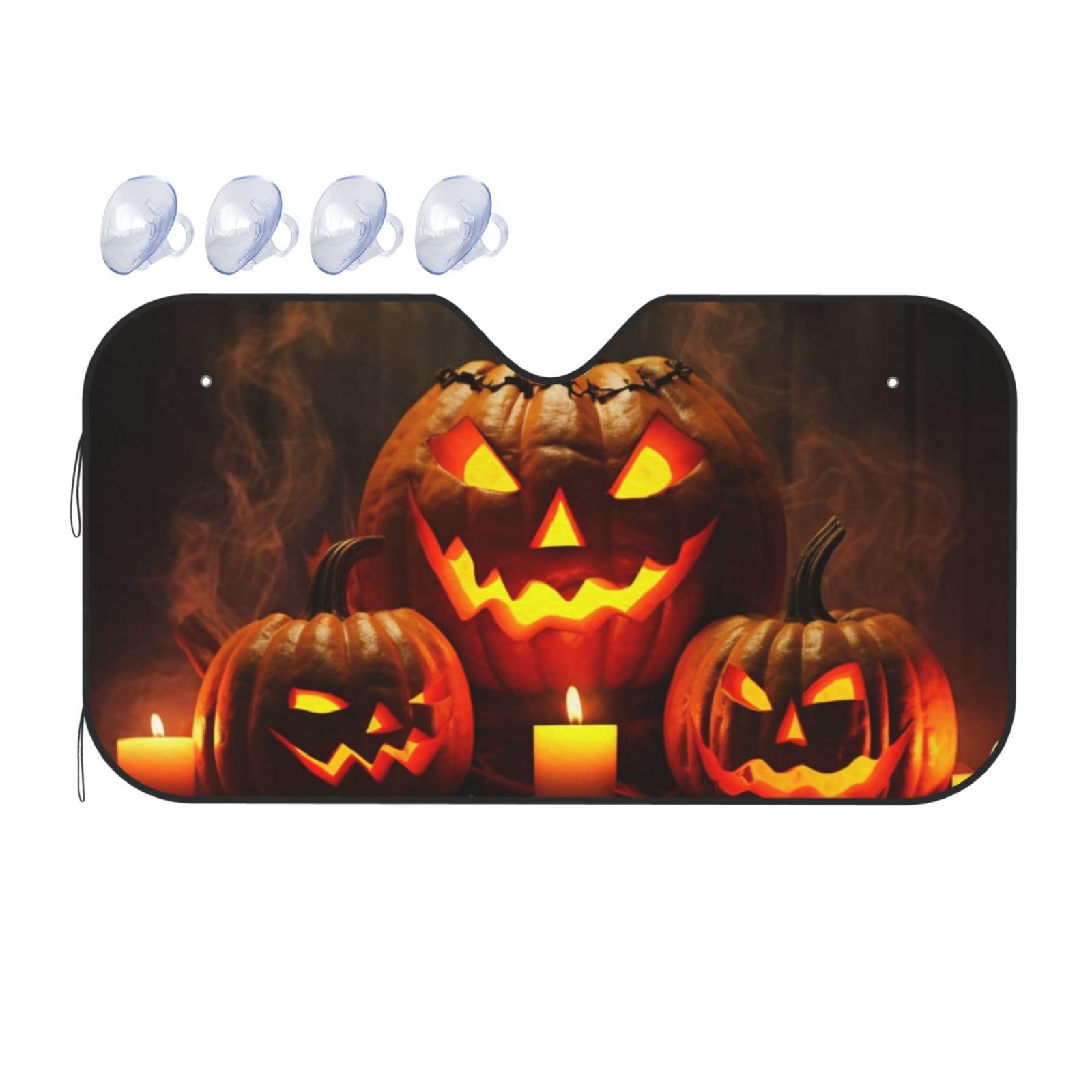Windschutzscheiben-Sonnenschutz mit Kerzenlicht, Halloween-Kürbis-Druck, UV-Schutz, faltbar, Sonnenblende, Windschutzscheibenabdeckungen für Auto, LKW, SUV, Größe M Windschutzscheiben-Sonnenschutz mit Kerzenlicht, Halloween-Kürbis-Druck, UV-Schutz, faltbar, Sonnenblende, Windschutzscheibenabdeckungen für Auto, LKW, SUV, Größe M von RLDOBOFE