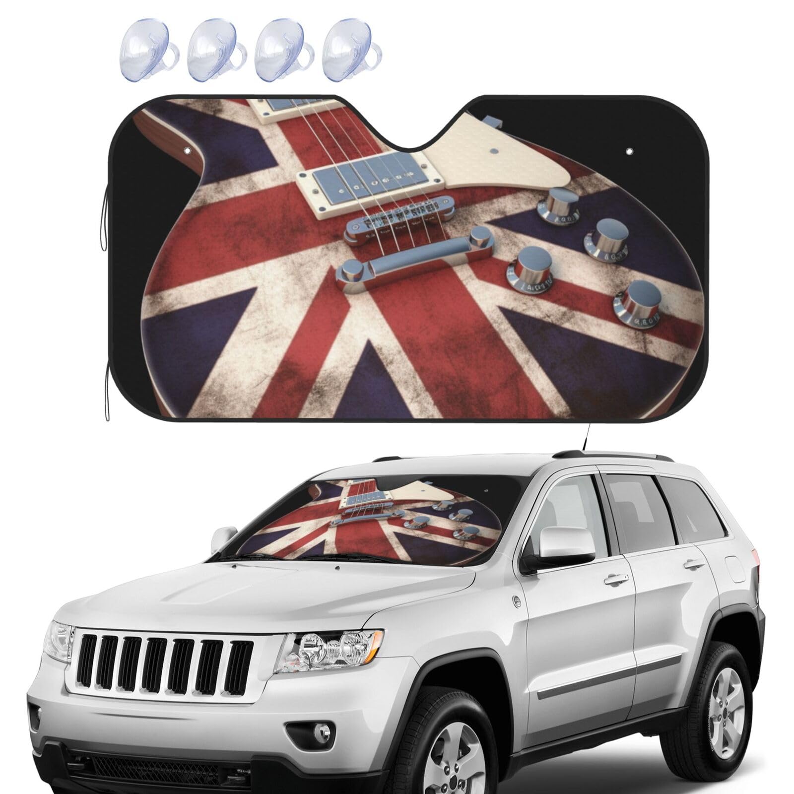 Windschutzscheiben-Sonnenschutz mit britischer Flagge, faltbar, UV-Schutz, tragbare Sonnenblende, Windschutzscheibenabdeckungen für Auto, LKW, SUV, klein Windschutzscheiben-Sonnenschutz mit britischer Flagge, faltbar, UV-Schutz, tragbare Sonnenblende, Windschutzscheibenabdeckungen für Auto, LKW, SUV, klein von RLDOBOFE