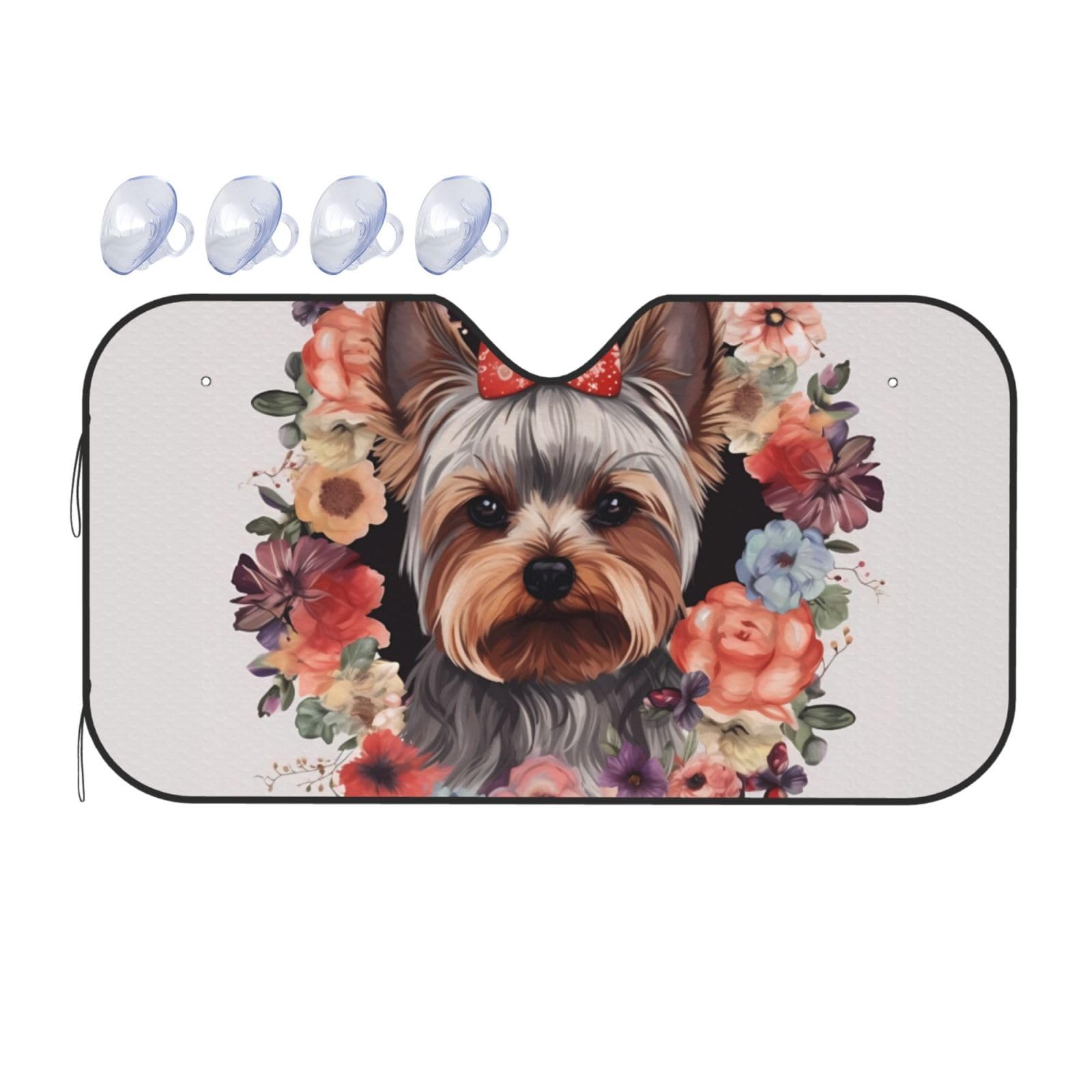 Yorkie Blumendruck Auto Windschutzscheibe Sonnenschutz UV-Schutz Faltbare Sonnenblende Schutz Windschutzscheibenabdeckungen für Auto LKW SUV Medium Yorkie Blumendruck Auto Windschutzscheibe Sonnenschutz UV-Schutz Faltbare Sonnenblende Schutz Windschutzscheibenabdeckungen für Auto LKW SUV Medium von RLDOBOFE