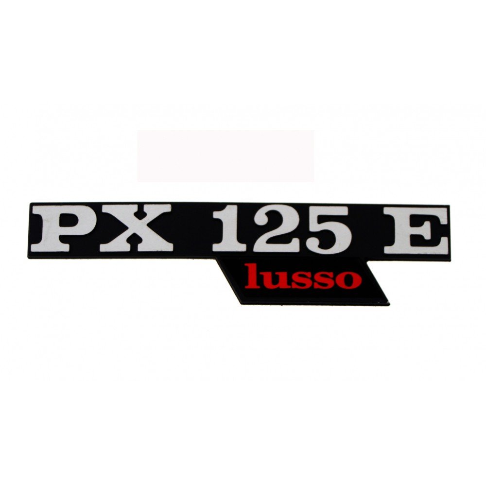 Emblem/Schriftzug ' PX 125 E lusso ' Seitenhaube für Vespa PX 125 Lusso - 2 Pins Lochabstand 105mn von RMS