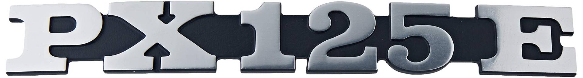 Emblem/Schriftzug ' PX 125 E ' für Vespa Seitenhaube PX 125-2 Pins 158x20mm Lochabstand 105mm von RMS