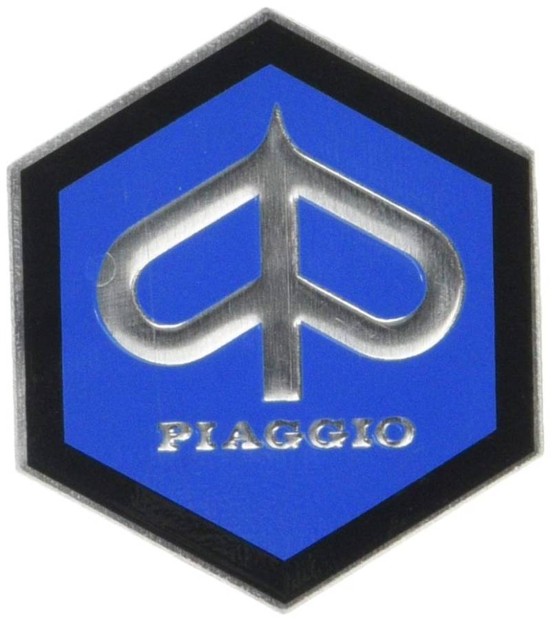 Emblem Piaggio Hexagon Cascade for Vespa Sprint Rally etc – Aluminium, 49x43 mm, Blau von RMS
