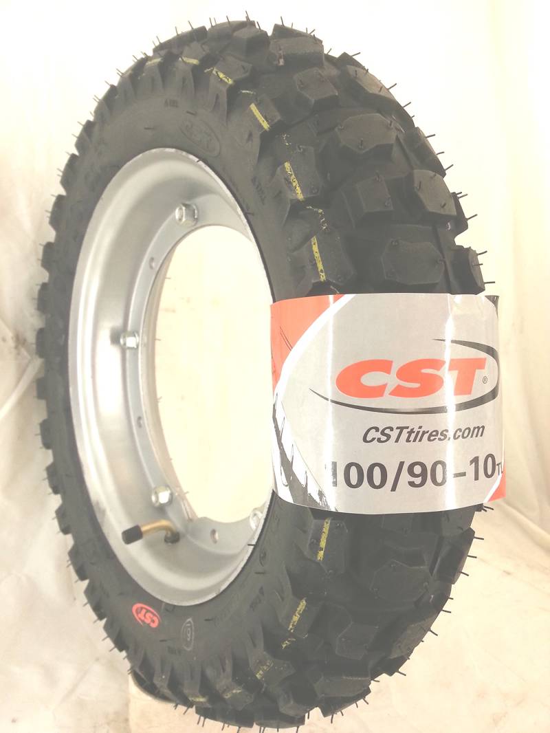 RMS Komplettrad 100/90-10 61J schlauchlos CTS kompatibel mit Ape 50cc empfohlen für Schnee/Matsch-Rad von RMS