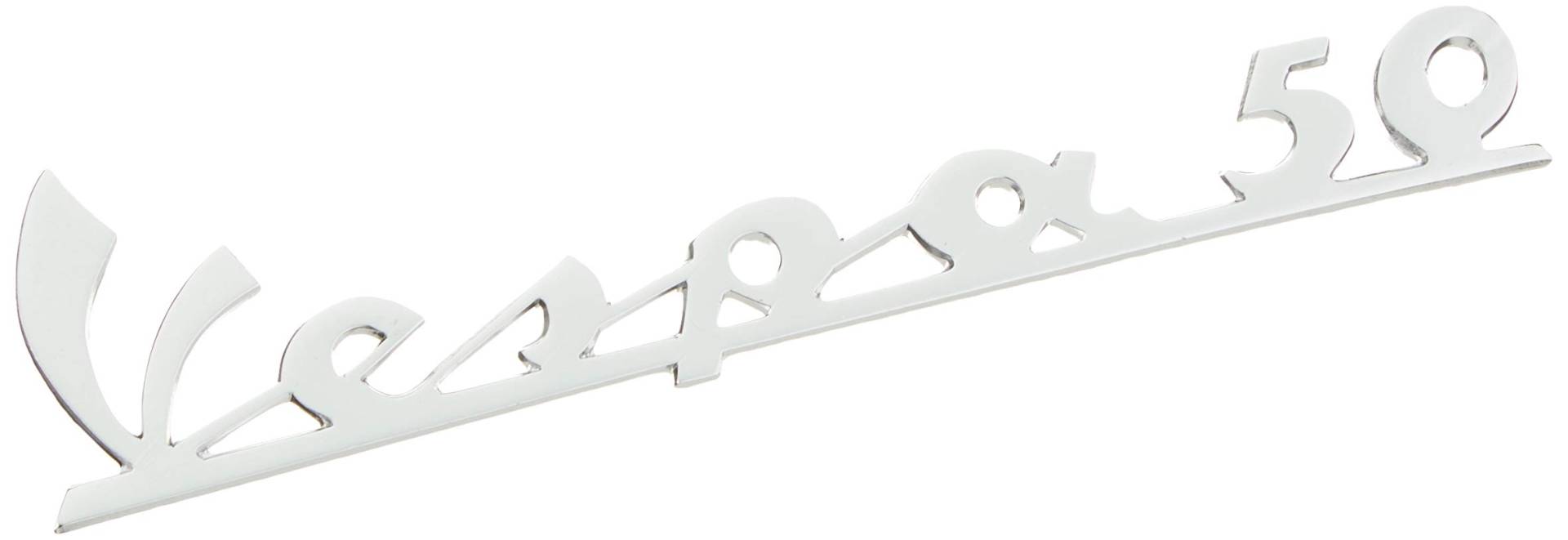 RMS Emblem/Schriftzug 'Vespa 50' für Vespa 50 L - 3 Pins 135x35 mm, Metall, Silber, Motorrad, Fahrzeug-spezifisch RMS Emblem/Schriftzug 'Vespa 50' für Vespa 50 L - 3 Pins 135x35 mm, Metall, Silber, Motorrad, Fahrzeug-spezifisch von RMS