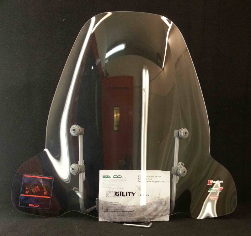 RMS Windschild Kymco Agility 50/125-150-200 cc, 16 Zoll Reifen, Schwarz, Schraubbefestigt, Motoroller, Klassisch, 2008-2016, Art. 22841 von RMS