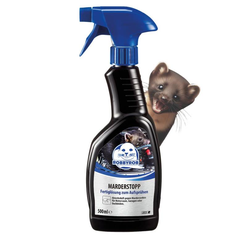 ROBBYROB | Marder Stopp Marderspray | Verhindert Marderbiss durch Aufsprühen eines Abwehrdufts | Marderabwehr für den Einsatz in Auto, Haus, Dachboden, Garten und Garage | 500 ml Sprühflasche von ROBBYROB