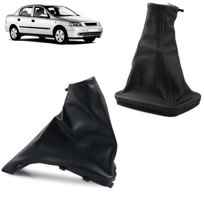 ROBUST Schaltsack & Handbremssack Schwarz Leder für Opel Astra G 578412 90437203 1998-2009 von ROBUST CAR PARTS