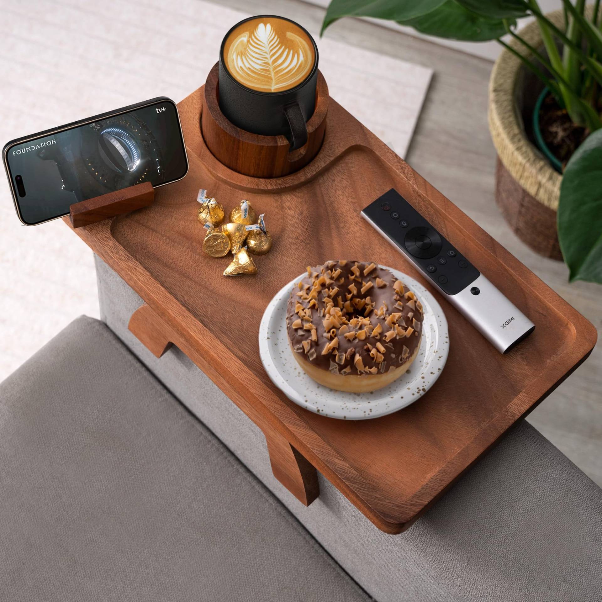 ROCDEER Couch Cup Holder Tray Acacia Wood ROCDEER Couch Cup Holder Tray Acacia Wood von ROCDEER