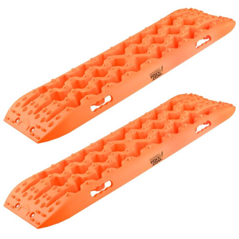 ROCKFOXX Anfahrhilfe Schlamm Schnee Sand Berge Boards Sandbleche Offroad 10 Tonnen Paar orange Recovery Board für Geländewagen PKW SUV Pick UP Quad Traktionsmatte Gripmatte von ROCK FOXX. COM