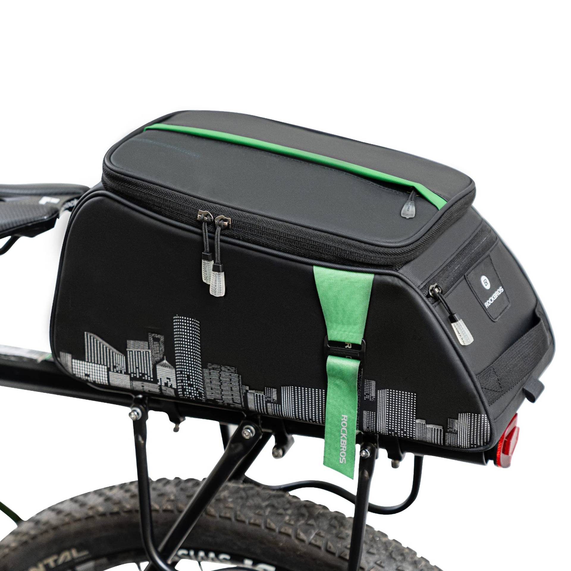 ROCKBROS Fahrrad Gepäckträgertasche 9L Fahrradtasche Transporttasche Wasserdicht Schwarz mit Regenschutz und Schultergurt von ROCKBROS
