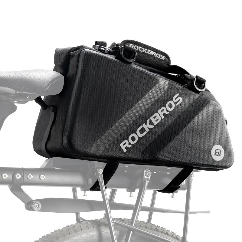 ROCKBROS Fahrrad Gepäckträgertasche Rücksitztasche Hinter Transporttasche 11,6 L Hartschalen Umhängetasche Mit Schultergurt Reflektierend Schwarz von ROCKBROS