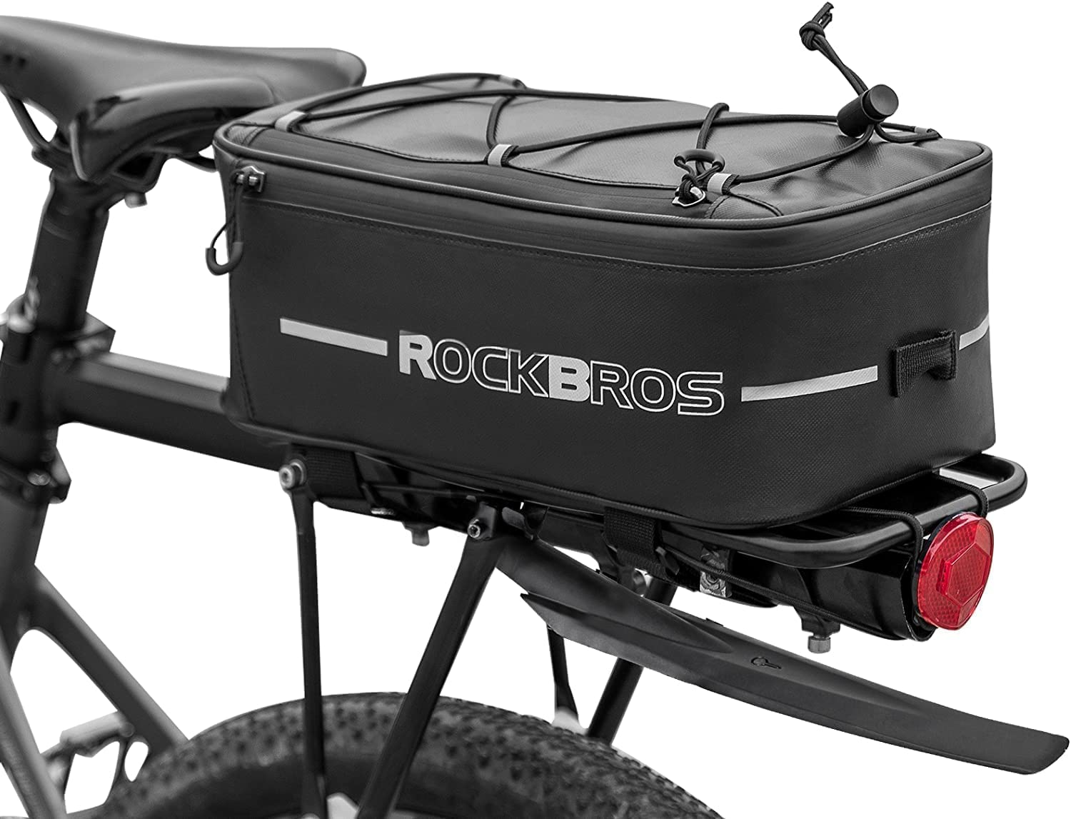 ROCKBROS Fahrrad Gepäckträgertasche Wasserdicht Fahrradtasche für Gepäckträger, Reflektierend 4L-9L Schwarz mit Regenschutz, 249g von ROCKBROS