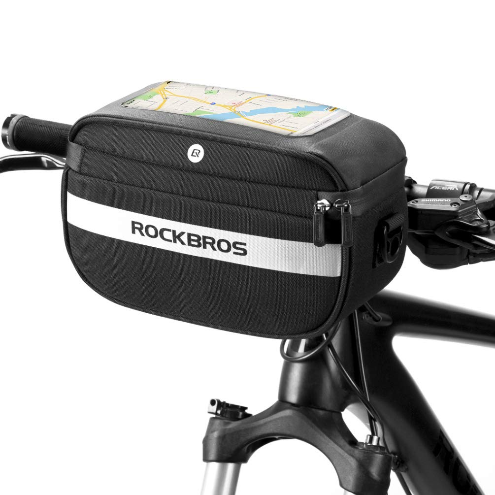 ROCKBROS Fahrrad Lenkertasche Multifunktional Lenker Fahrradtasche PVC Touchscreen Handyhalterung Aufbewahrungstasche mit Schultergurt 4,5L von ROCKBROS