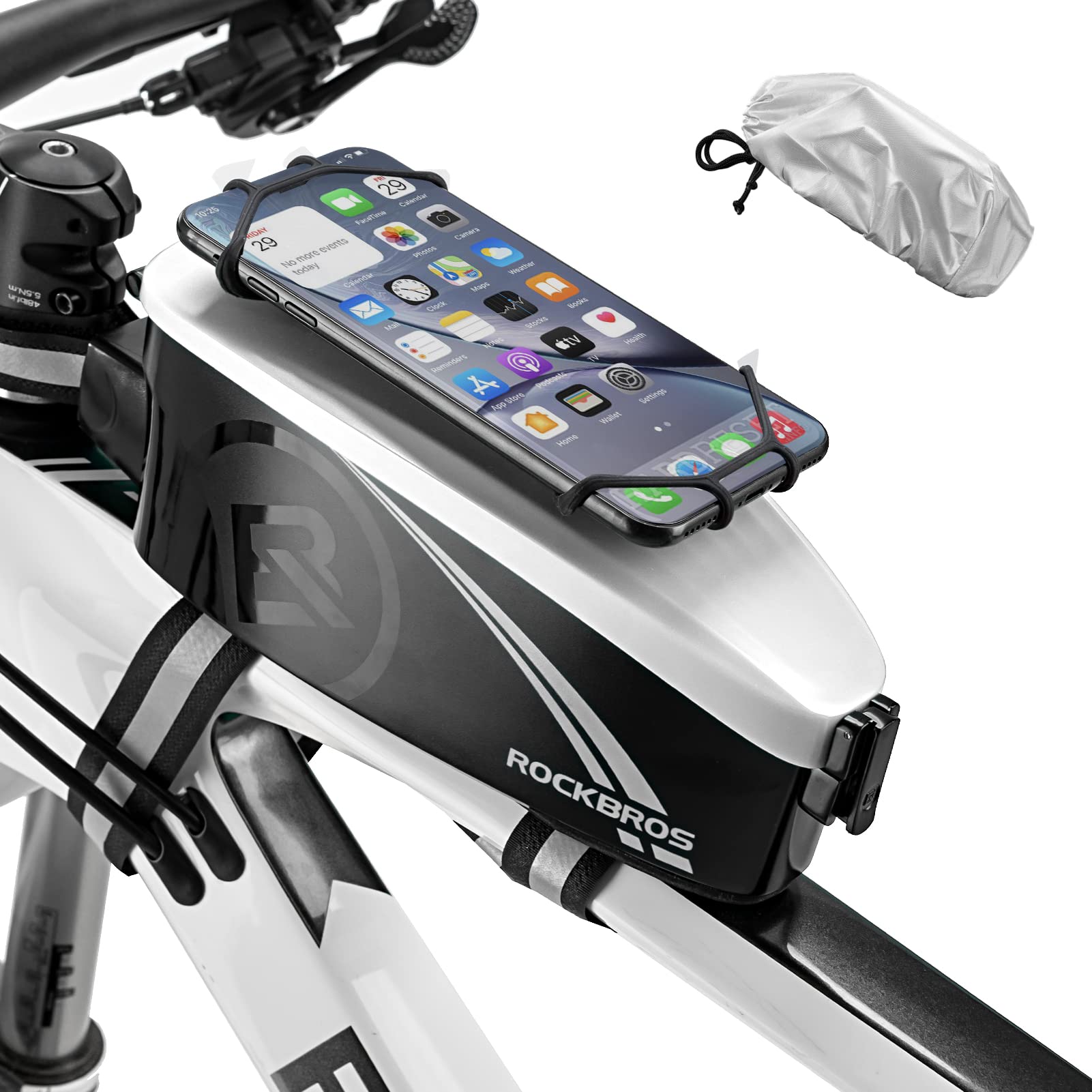 ROCKBROS Fahrrad Rahmentasche Wasserdicht Lenkertasche Handyhalterung mit Regenschutz Oberrohrtasche für 4-6,7 Zoll Smartphone 4 Farben von ROCKBROS