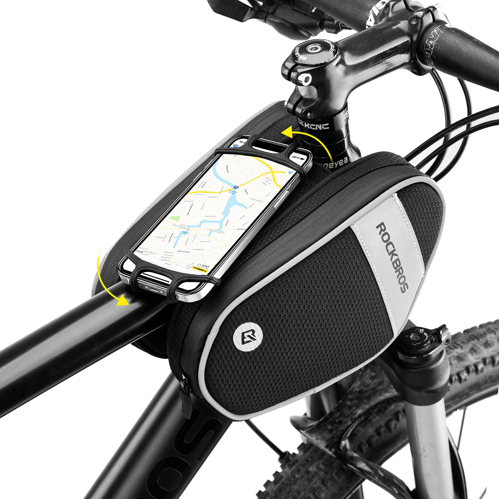 ROCKBROS Fahrrad Rahmentasche Handyhalterung Lenkertasche mit 360° Drehbare Handyhalter für 4,7-6,5 Zoll Handys von ROCKBROS